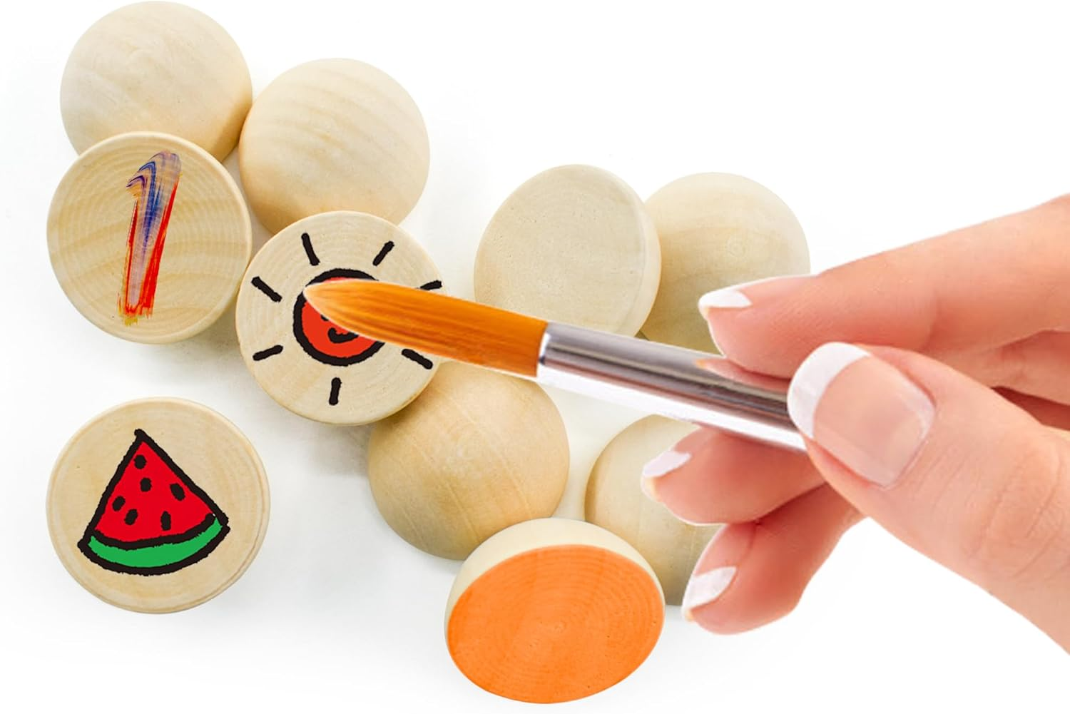 Enkrio 100PCS Half Wood Balls 1.2Inch Split Wood Balls Unfinished Natural Half Beads for DIY Crafts Gnome Noses Home Decor (30Mm) image number 5