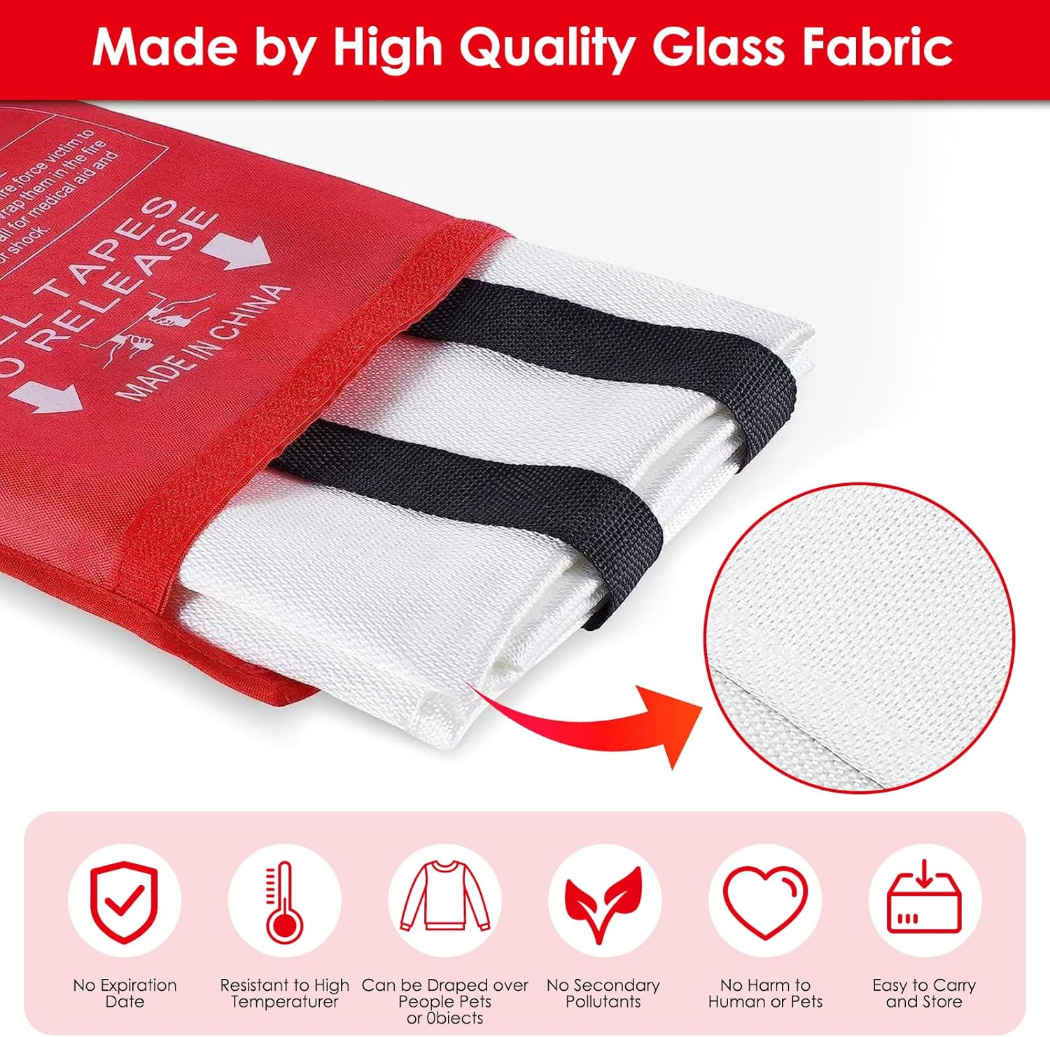 DAWNTREES Fire Blankets 4 Pack Emergency for Kitchen Home,1X1M Emergency Fire Retardant Blanket for Home Fireproof Blanket for Camping, Grill, Car, Office, Warehouse, School, Picnic, Fireplace (4)