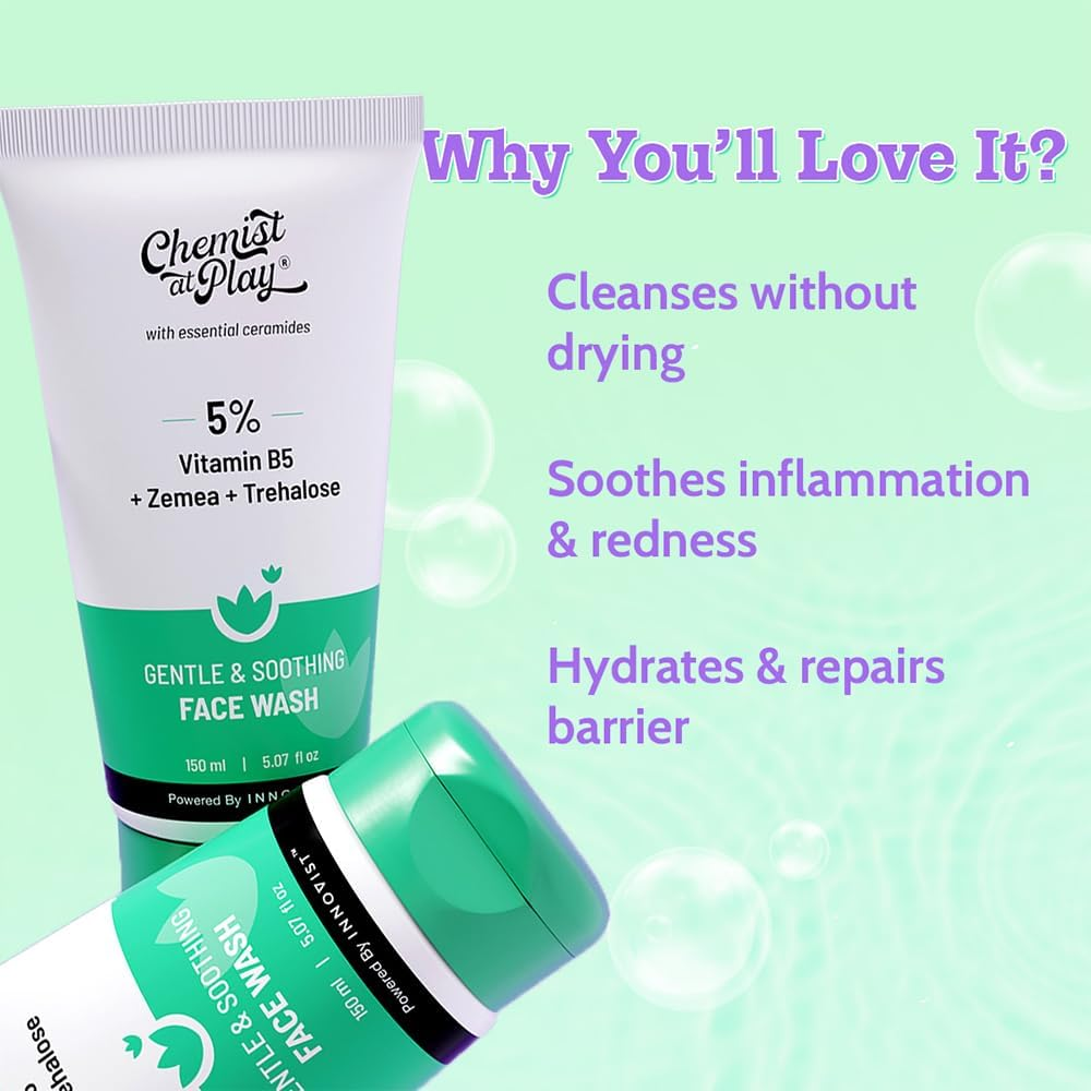 Chemist at Play Gentle & Soothing Facewash | 100% Soap & Fragrance-Free| Cleanses, Soothes, Refreshes & Hydrates| Strengthens Skin Barrier | 150Ml image number 6