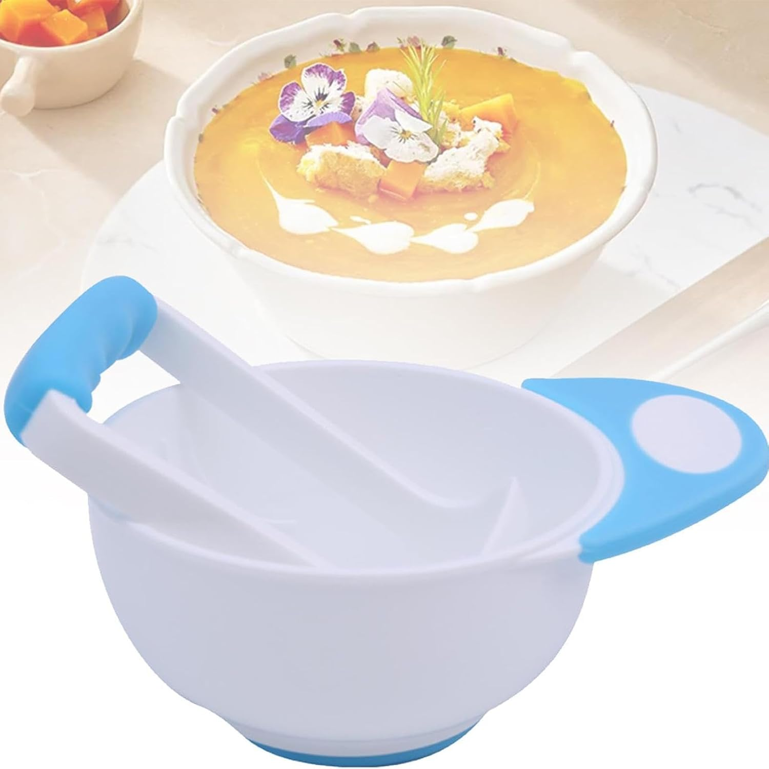 Mashing Bowl Baby | Baby Food Processor Maker with Long Handle | Non Slip Baby Food Masher and Bowl Set | Fruit Vegetable Mash Weaning Bowl Baby Food Blenders for Food Presses image number 5