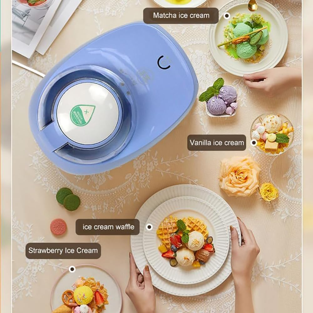 Ice Cream Maker, Frozen Fruit Ice Cream Machine, Home Kitchen Automatic Portable Counter Top Electric Ice Machine, Make Delicious Ice Cream in 90 Minutes for Dessert Make Blue image number 2