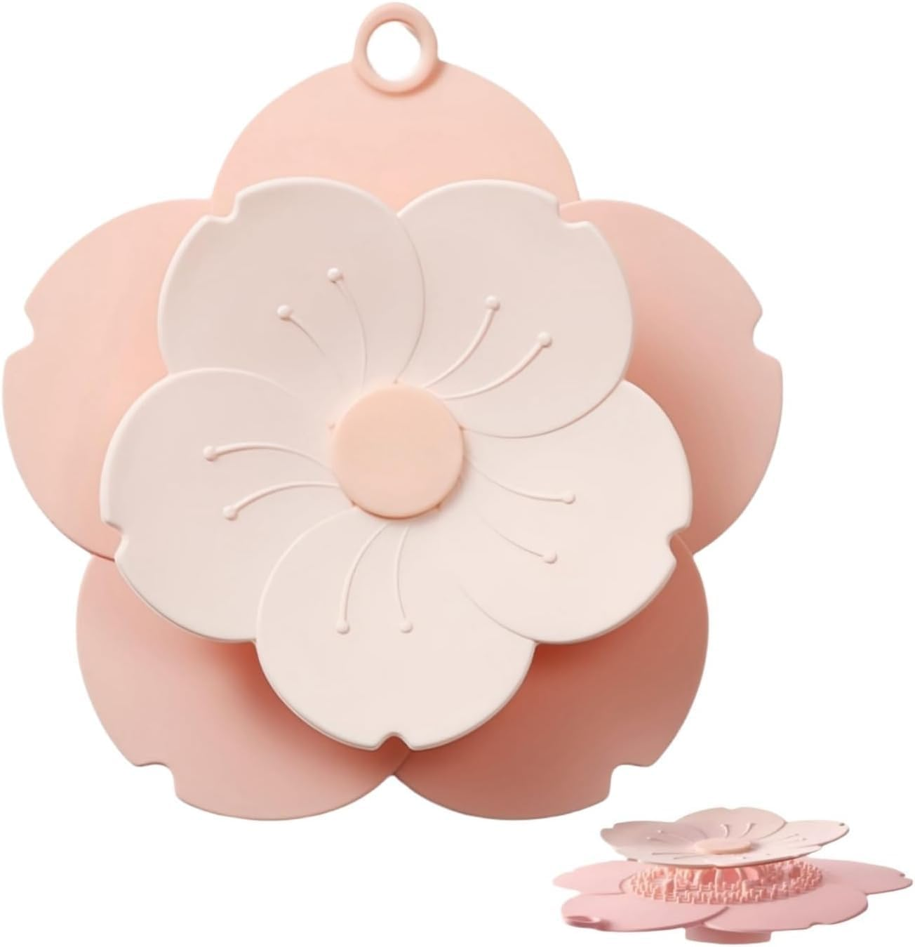 Dual-Use Drain Cover & Stopper with Strainer - Flower Shape Hair Catcher, Pink Silicone for Bathroom & Kitchen Sinks