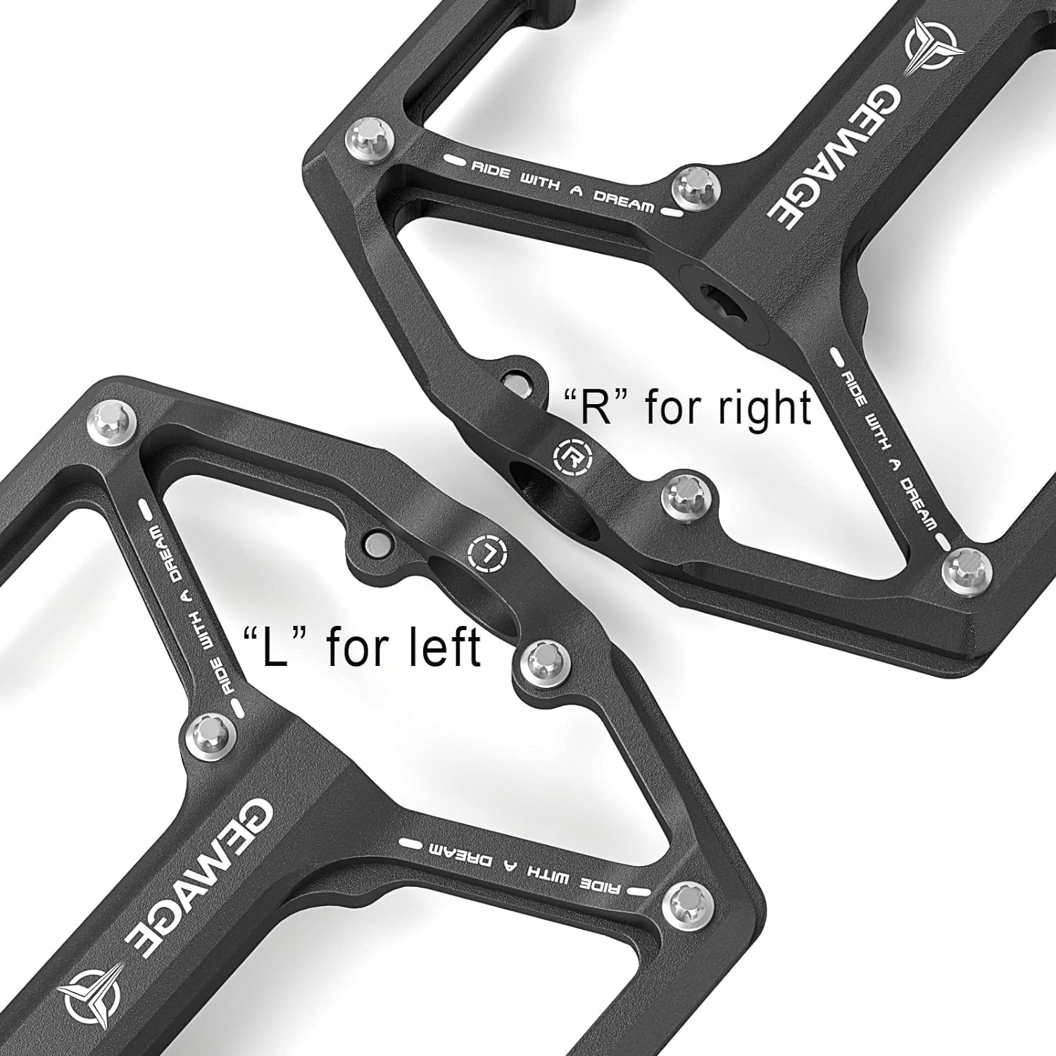 Road/Mountain Bike Pedals - 3 Bearings Bicycle Pedals - 9/16&rdquo; CNC Machined Flat Pedals with Removable Anti-Skid Nails image number 2
