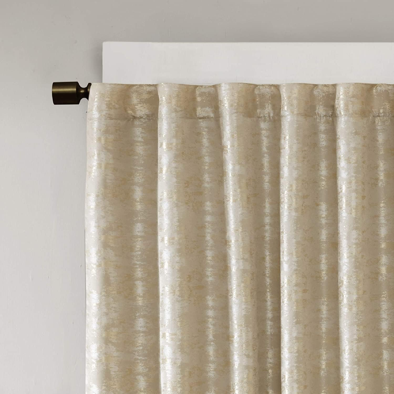 Sun Smart Cassius, Single Total Blackout Curtain for Bedroom, Luxurious Sheen Marble Jacquard, Window Treatment Panel, Rod Pocket Top, Easy to Hang, Fits 1.25" Rod, Machine Washable, 50" X 84" Gold image number 3