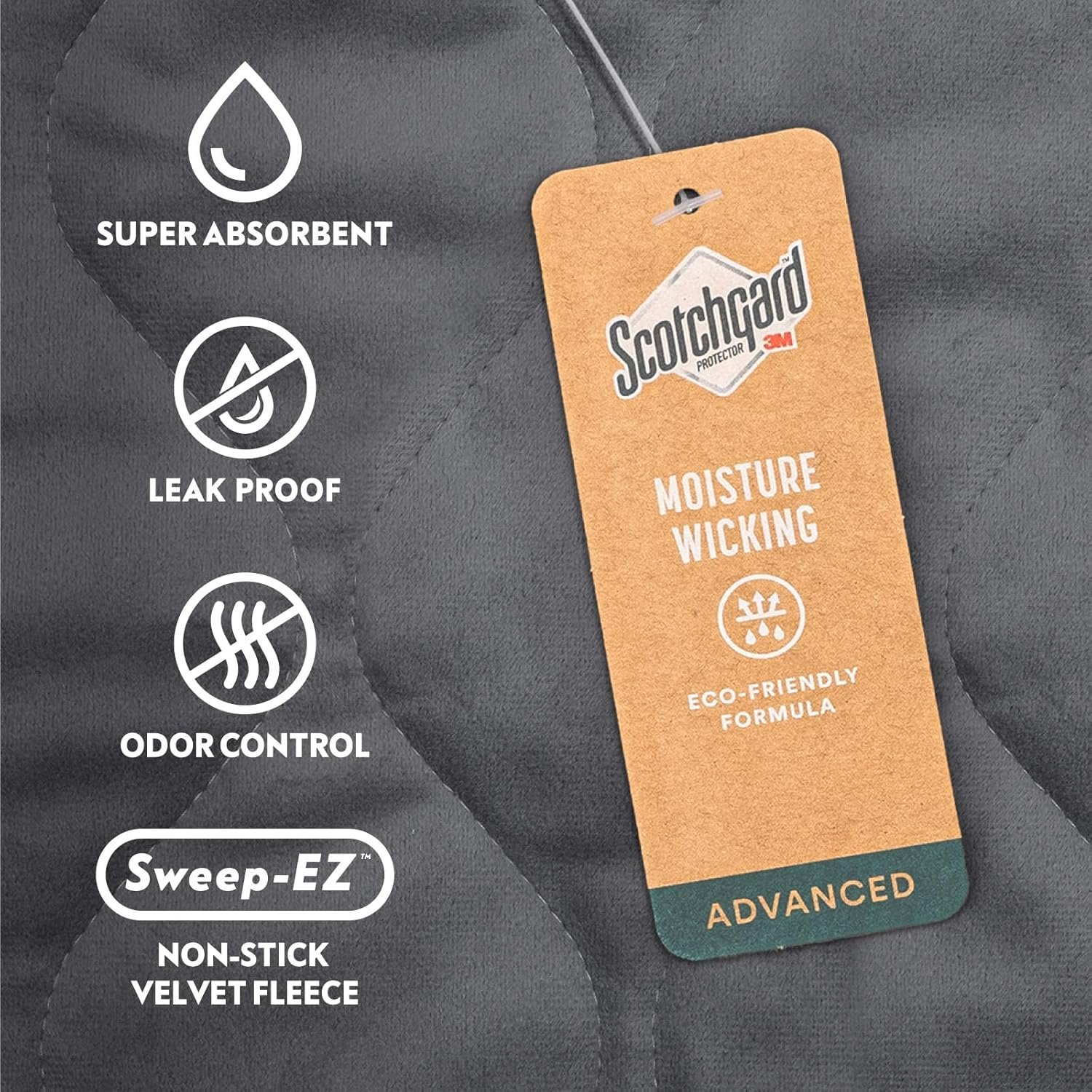 Paw Inspired Popcorner Guinea Pig Cage Liners | Washable Fleece Bedding or Pet Bed Mat for Small Animals | Super Absorbent Pee Pad with Reinforced Corners and Waterproof Bottom (C&C 2X5, Gray) image number 5