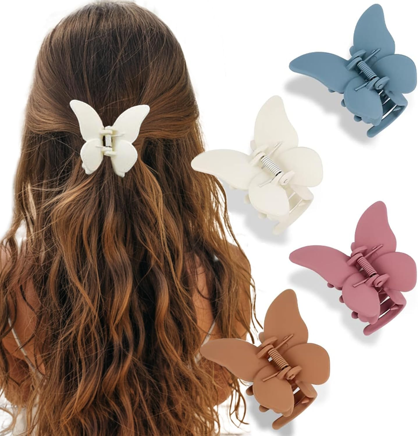 Claw Clip, Hair Accessories for Girls, Hair Clips for Women, Ladies, Cute Multicolor (Pink White Yellow Greenish-Blue) Non-Slip Hair Claw Clip for Thick Thin Long Curly Hair(4Pcs) image number 2