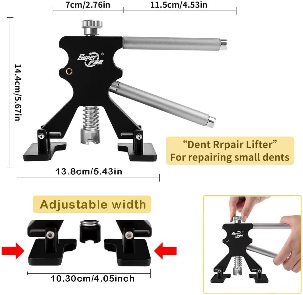 Super PDR Car Dent Puller Kit 75Pcs, Paintless Dent Repair Kit with Bridge Dent Puller and 2 in 1 T-Bar Puller for Repair Work of Big Dents, Small Dents, Dings and Hail Damage image number 3