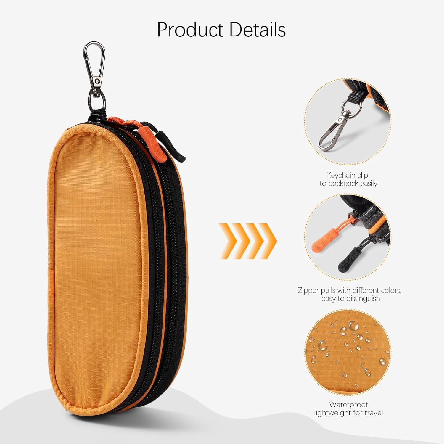 Double Eyeglasses Case Soft Portable Zipper Sunglasses Pouch with Keychain Clip for Men Women