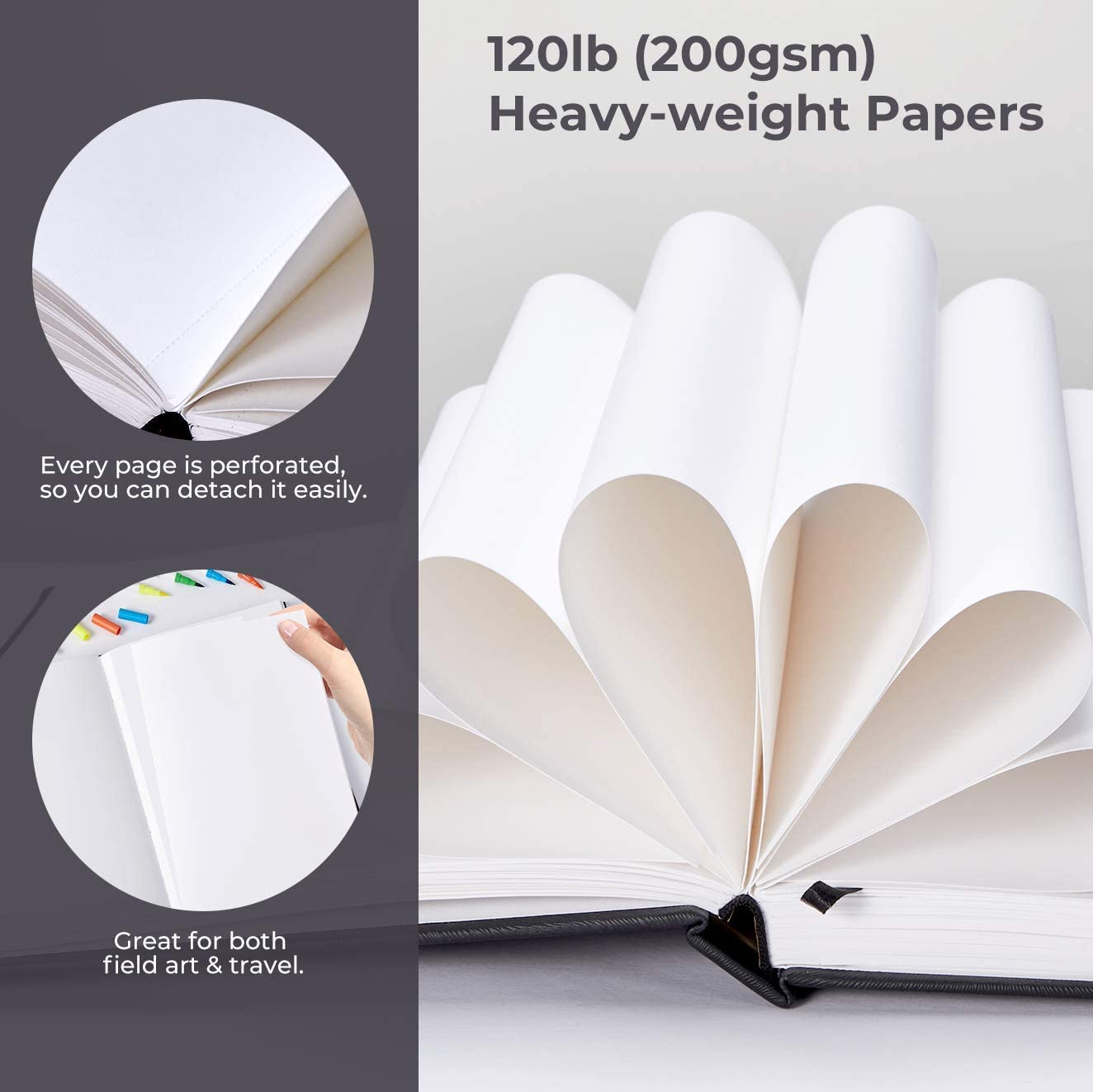 Ohuhu Marker Pads Art Sketchbooks, 2-Pack 21X21Cm & 21X30Cm, 120 LB/200GSM Smooth Drawing Papers, Each Size Holds 78 Sheets/156 Pages, Hardcover Sketch Book, Specially Designed for Alcohol Markers image number 2