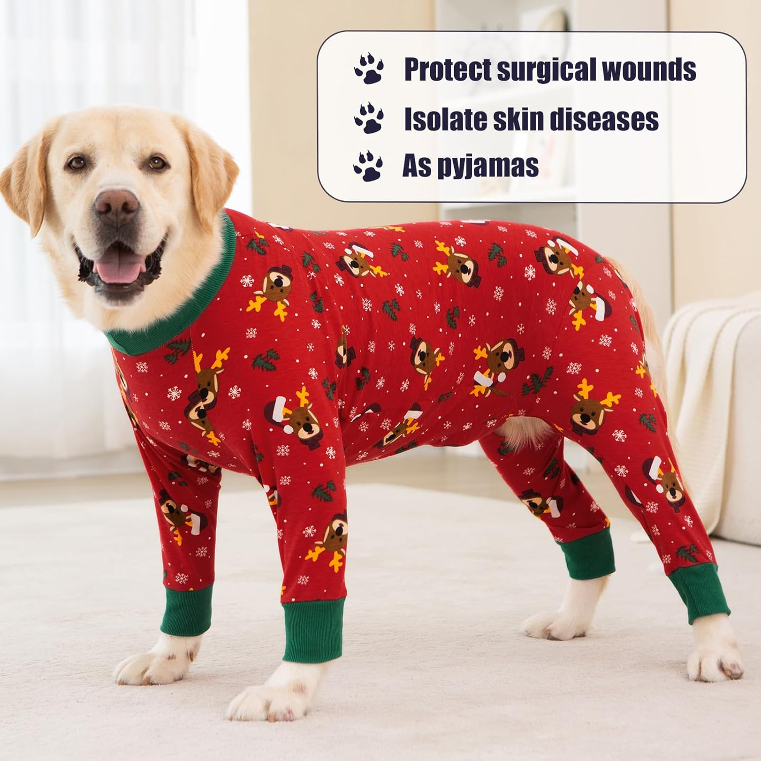 Axcimond Dog Body after Surgery Dog Onesie Dog Body Castration/Male Surgical Body Dog Recovery Suit for Dogs after Surgery Long Sleeve Wound Protection Suits Alternative to Collar for Dogs image number 3