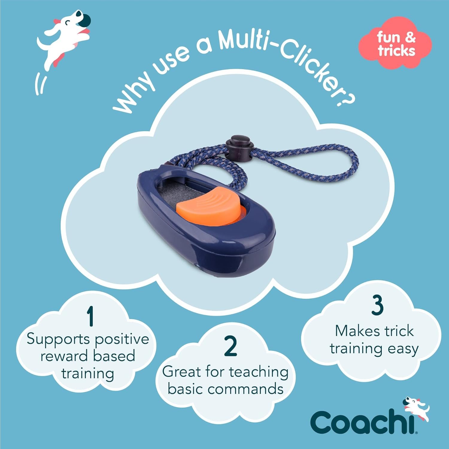 Coachi Multi-Clicker, Dog Accessory, Volume Control with 3 Settings, Easy to Click, Adjustable Wrist Strap, Dog Clicker, for Dog Training, Including Sensitive Dogs and Puppies image number 5