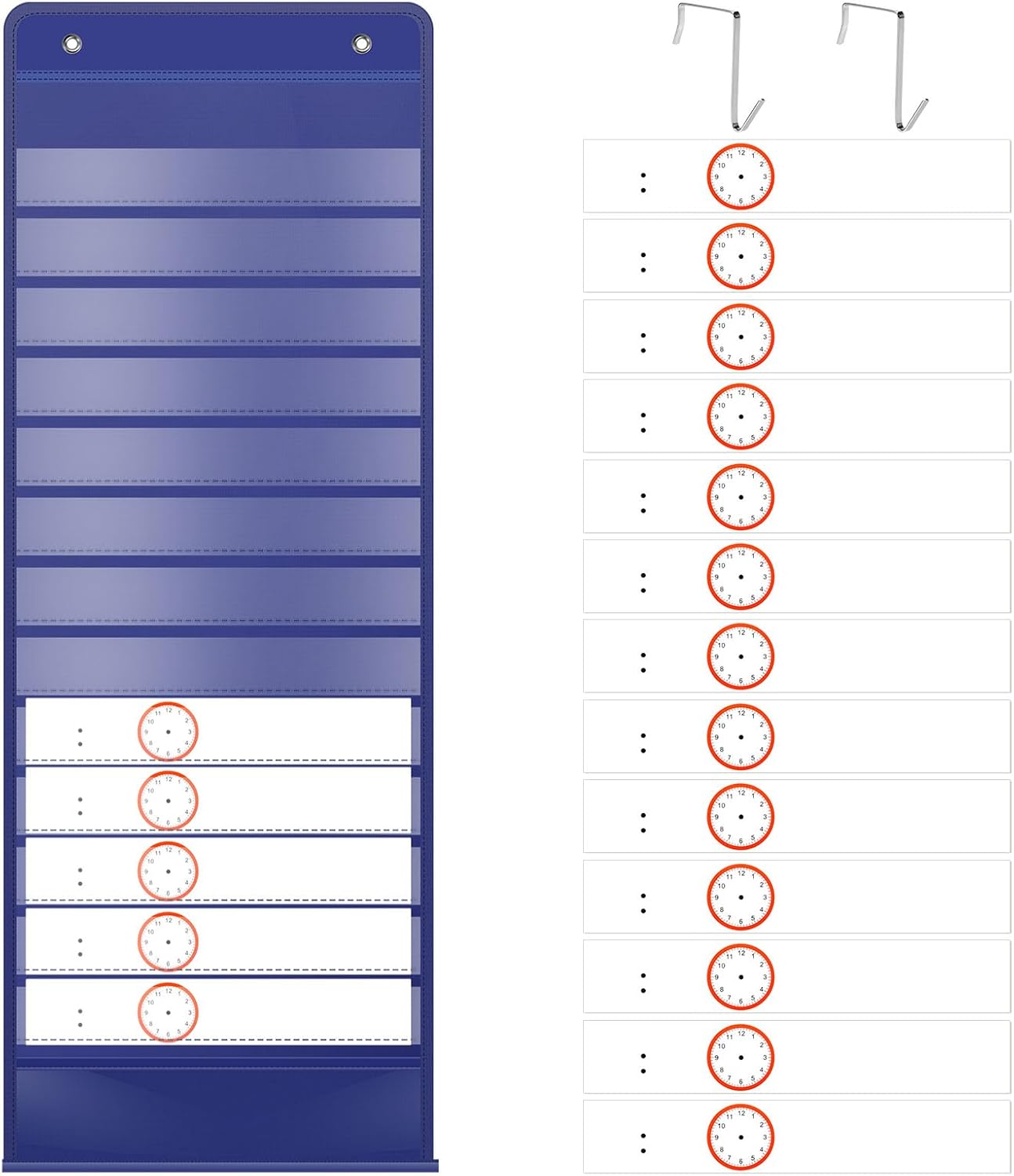 Daily Schedule Pocket Chart School Smart Pocket Chart 13+1 Pockets Scheduling Pocket Chart with Blank Cards Greenery Schedule Charts for Classroom Home Office Activities Decorate (Black)