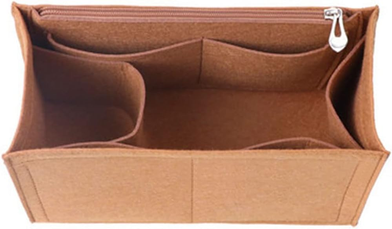 Lckaey Purse Insert for ONTHEGO PM MM GM Wallet Tote - Felt Organizer - with Zipper Pocket 1081Camel-L image number 2