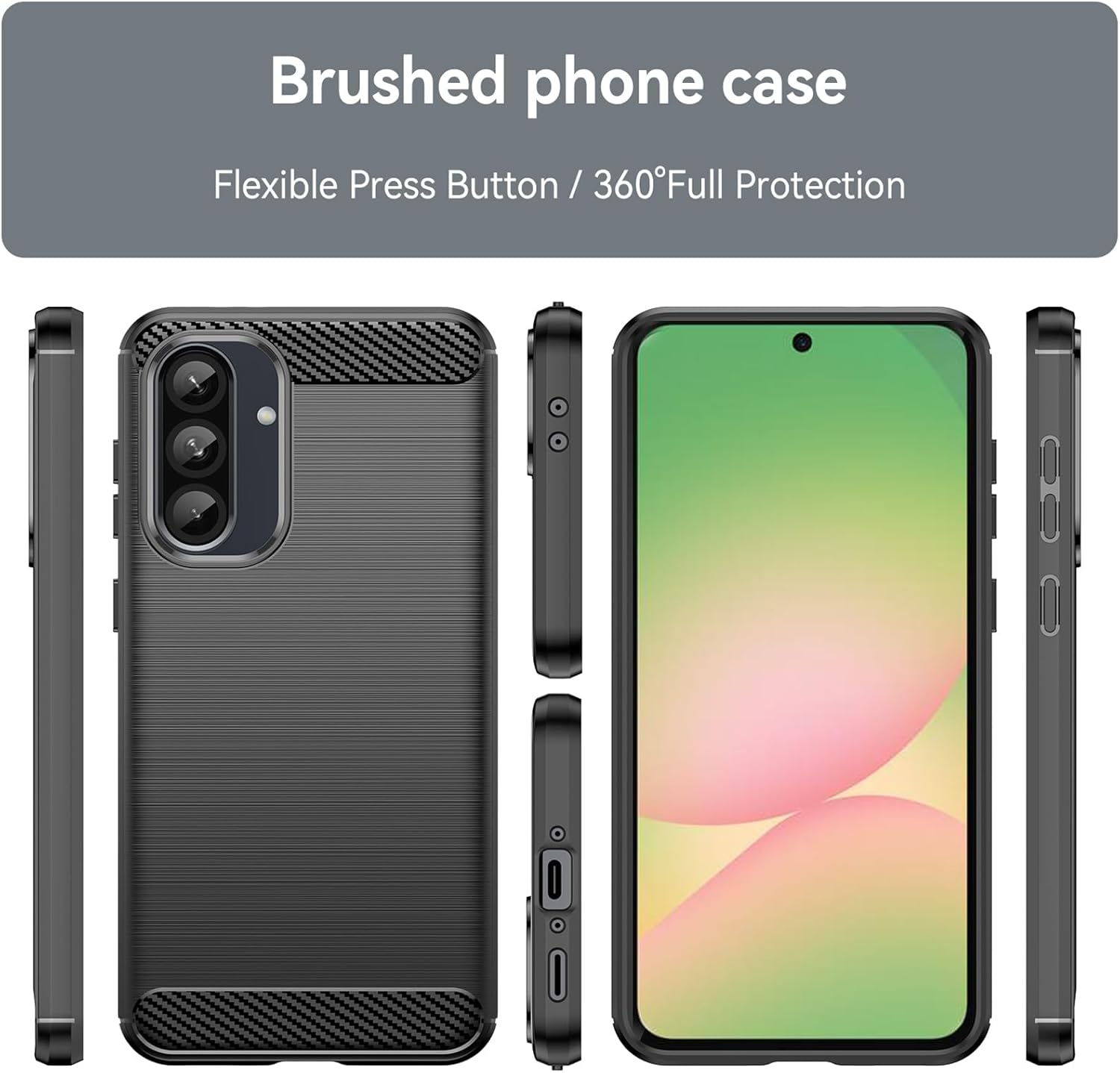 HEYUS Case for Samsung Galaxy A56 5G, Shock-Absorption Brushed Flexible Soft Carbon Fiber Protective Cover image number 3