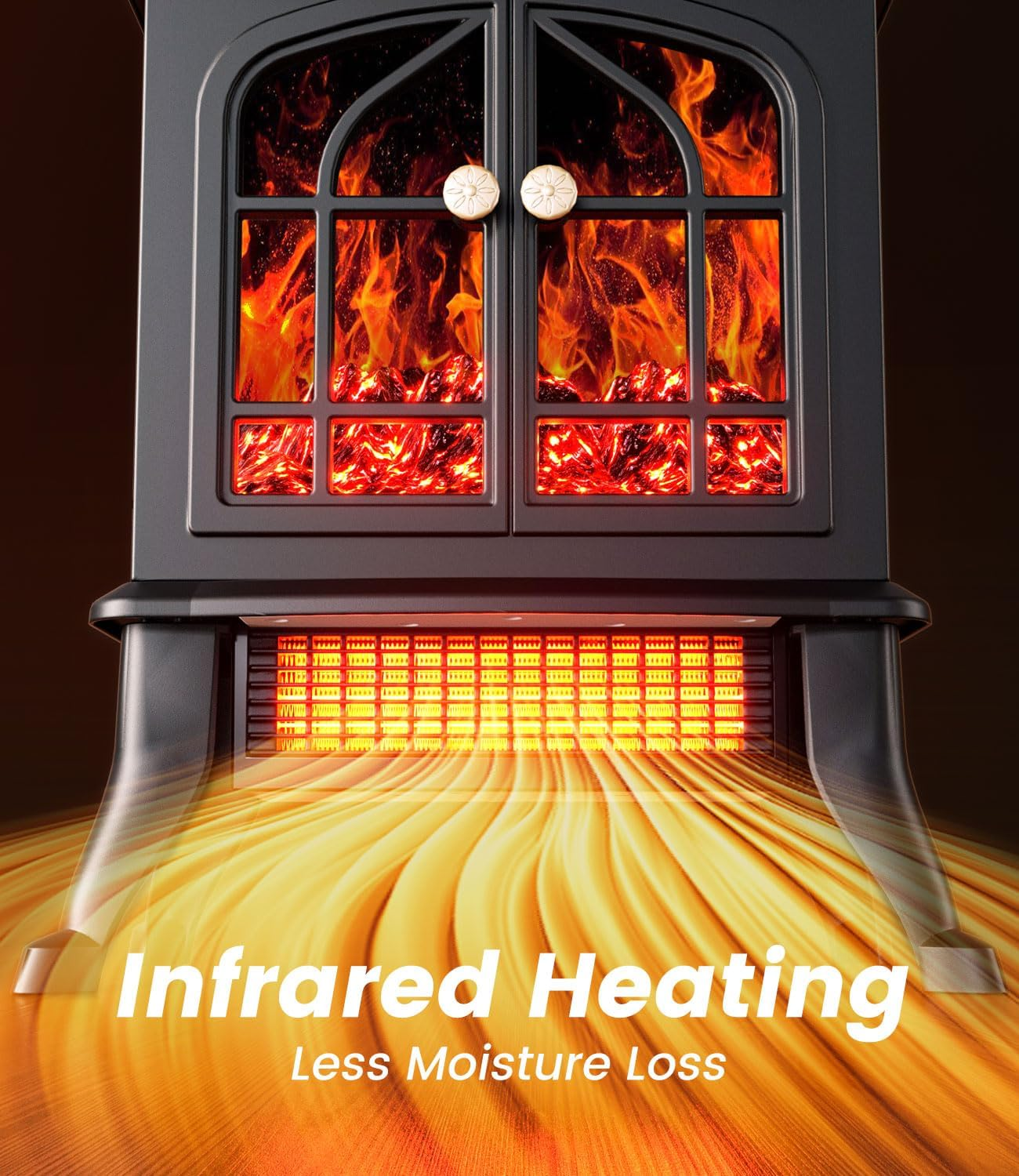 BLUEQUE Fan Heater for Bedroom - 2000W Electric Space Heater, Stove Fireplace Heating with Realistic LED 3D Flames, Fake Freestanding Fireplace for Living Rooms, Office, Indoor Home Use image number 6