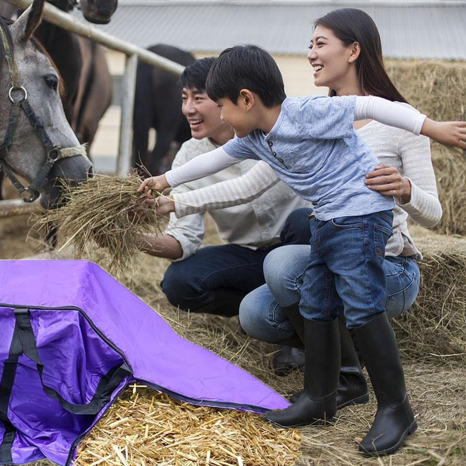 Shengsenfu Hay Bale Storage Bag, Heavy Duty Hay Bale Bag, Oxford Cloth Hay Storage Container, Horse and Livestock Hay Bale Bag, Large Tote Waterproof Collapsible Bag Hay Bale Tote Bag with Zipper
