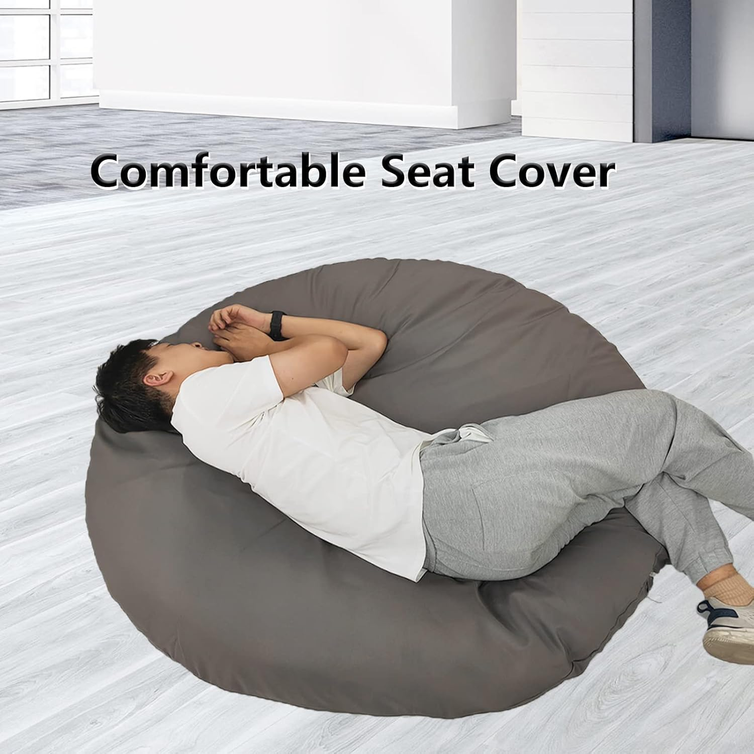 TDHLW Papasan Chair Cushion Covers Only, Outdoor Indoor Cushion Waterproof Slipcover for Papasan Chair Cushion, Removable Zippered Papasan Cushion Cover,Waterproof Dark Gray, Fits a 47-51 Inch image number 7