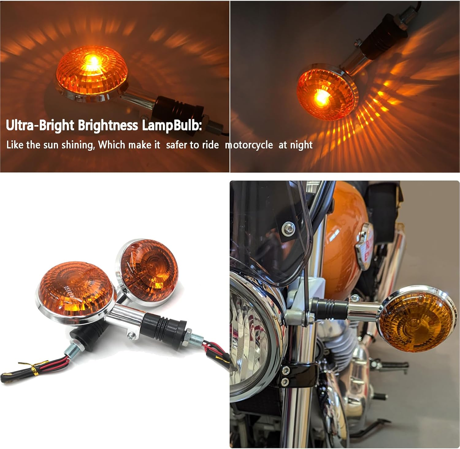 SPNUVR 2Pcs Motorcycle Turn Signals Light for Yamaha XV400 XV650 XV1100 XVS400 XVS650 XVS1100 Virago V MAX 1200 Star XVS 400 1100 Turn Lampbulb image number 2