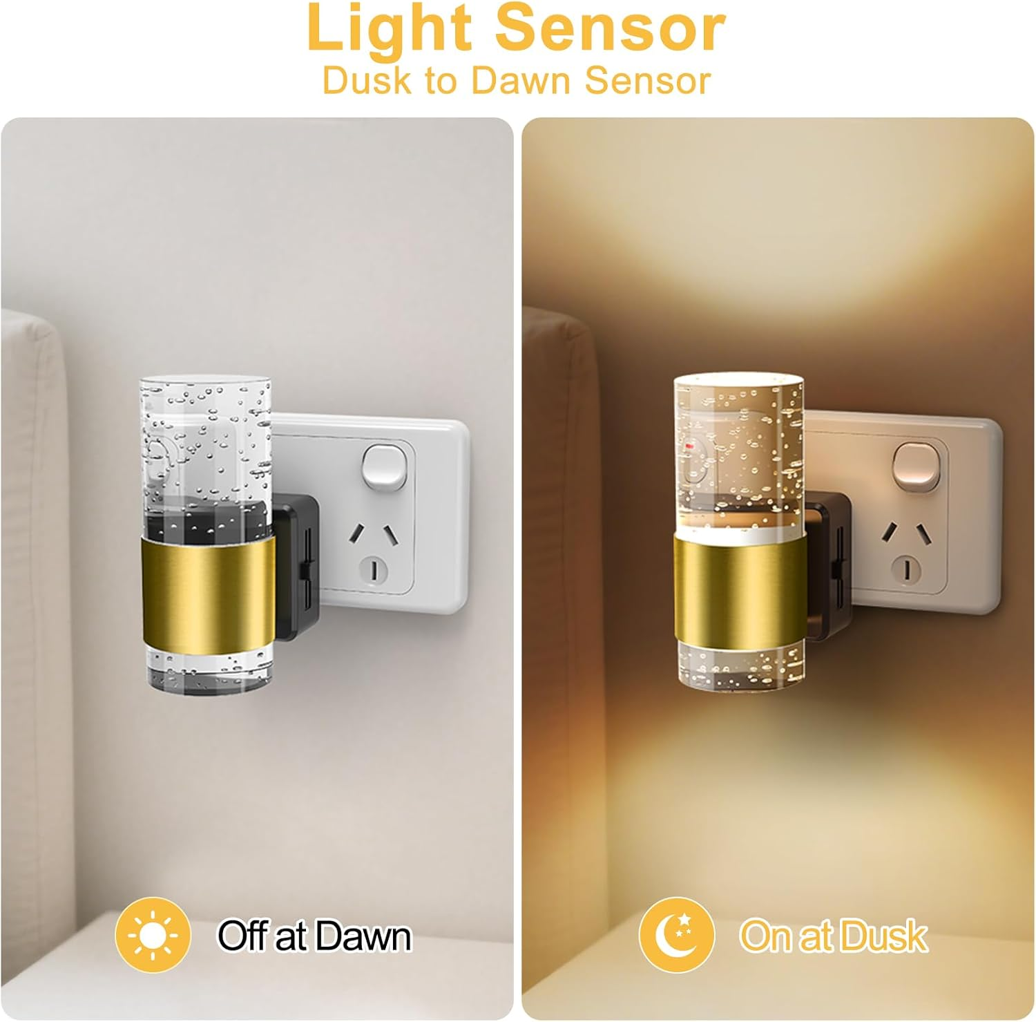 Night Light, Plug in Night Light with Dusk to Dawn Sensor, Dimmable Night Light with 0-100 LM Adjustable Brightness, 3000K Kids Nightlight for Bedroom, Bathroom, Kitchen, Hallway, Stair (2 Pack) image number 6