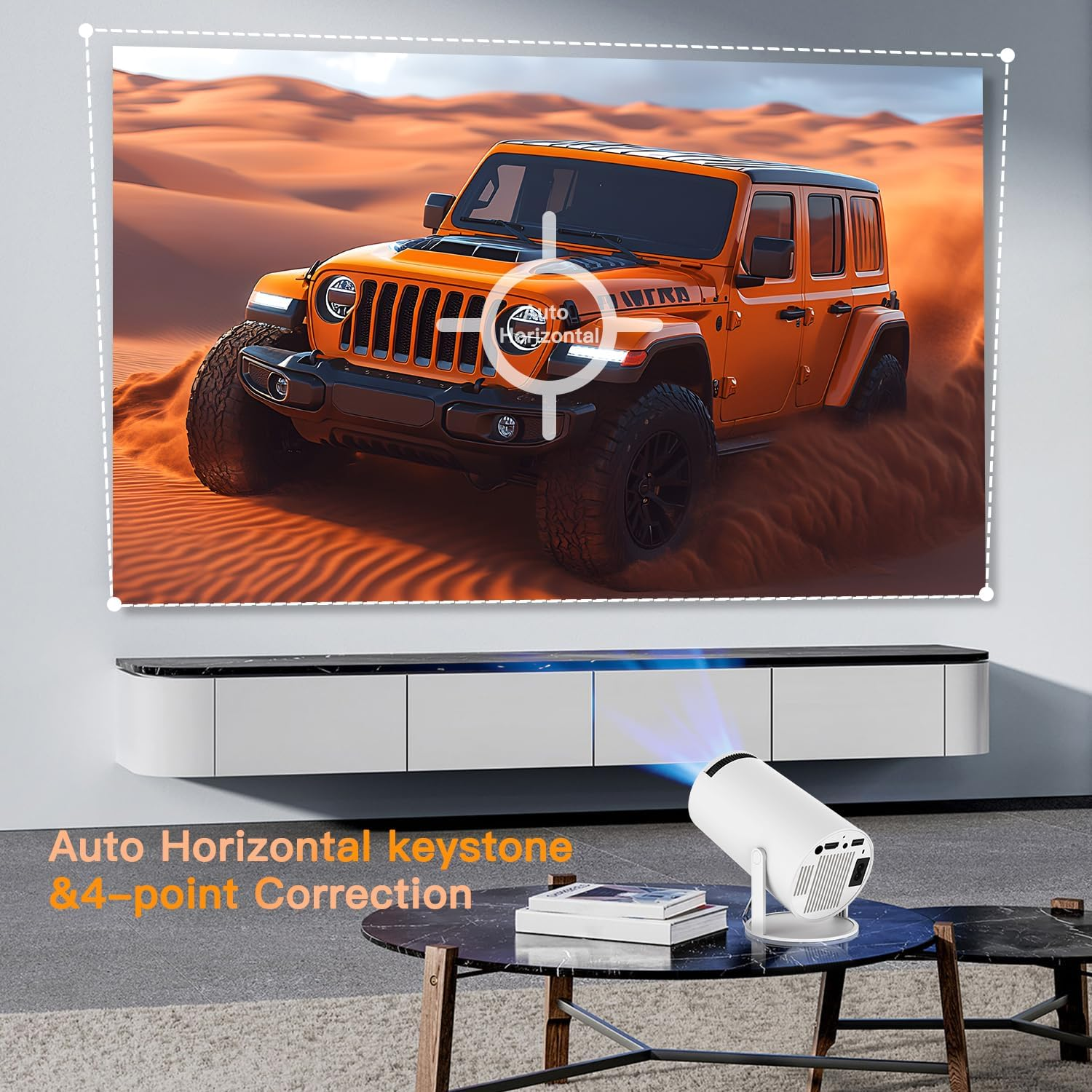 Mini Projector, HY300 PRO Portable Projector, Smart Projector Support 4K 1080P with Dual-Band WIFI6 5G Wireless 5.4 Bluetooth, 200 ANSI, Auto Keystone Correction, 35"-130" Screen Video Projector image number 1