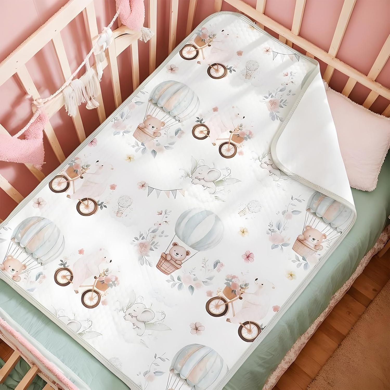 Baby Changing Mat - Toddler Bed Sheets - Leak-Proof Washable Bassinet Pee Sheet Mat for Bedwetting Solution Potty Training Nursery Setup Travel image number 5