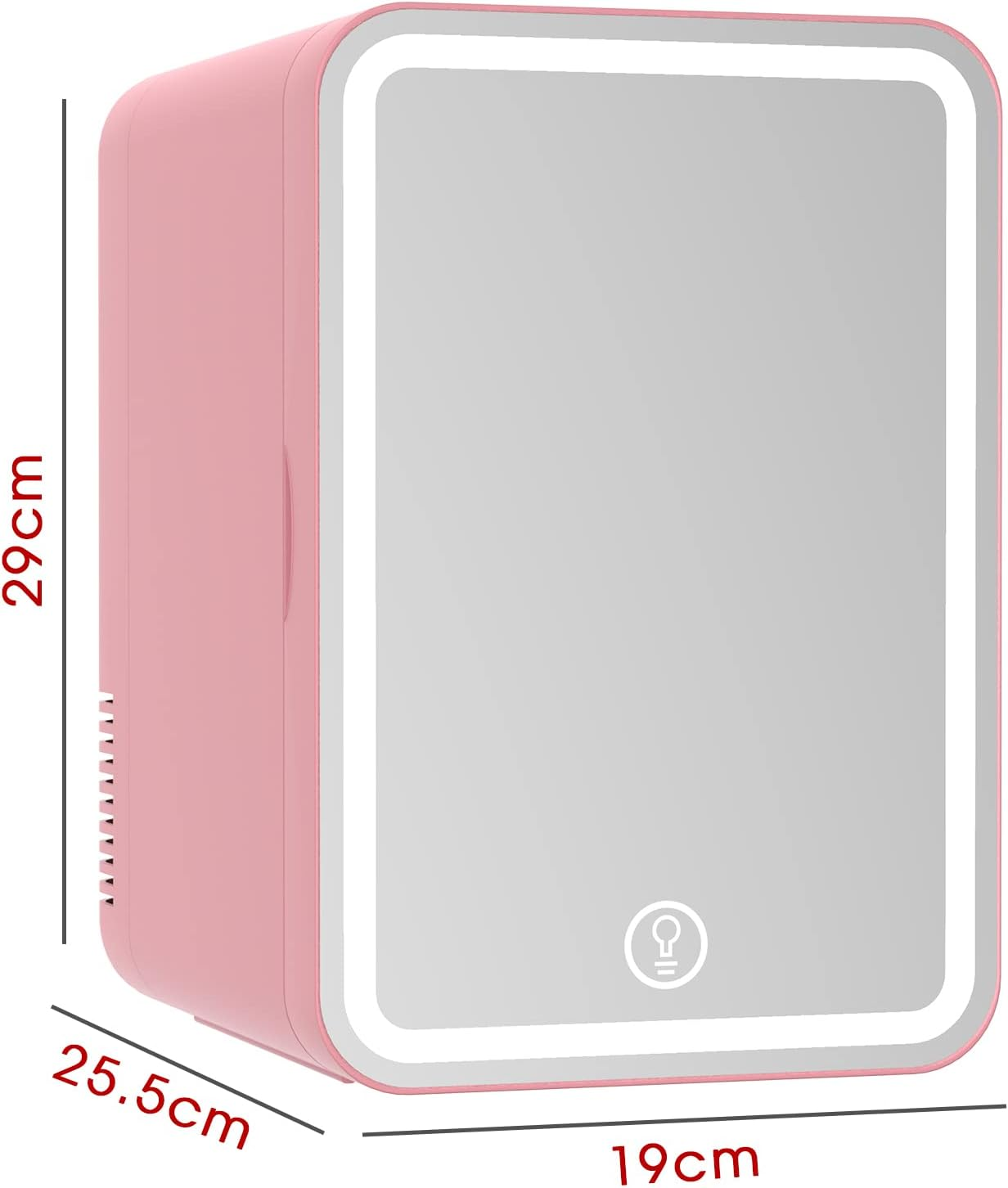 Cobuy Portable 8L Mini Makeup Fridge with LED Makeup Mirror Cosmetics Refrigerator Cooler, Pink image number 2