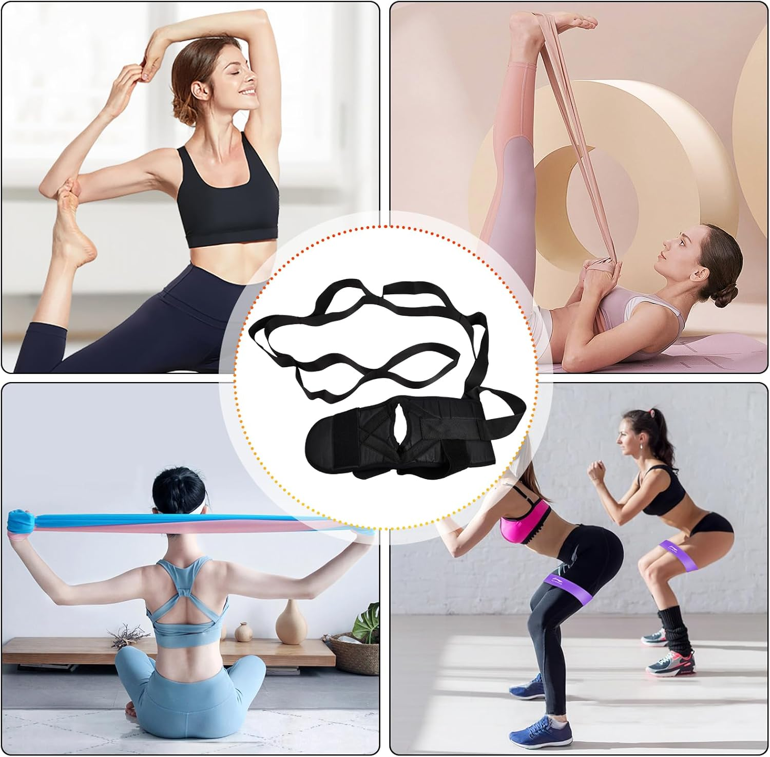 Yoga Stretching Strap, Yoga Strap Leg Stretcher, Ligament Stretcher Belt with Loops, Foot Stretch Assist, Fascia Stretcher for Physical Therapy, Plantar Fasciitis Relief, Gymnastics image number 3