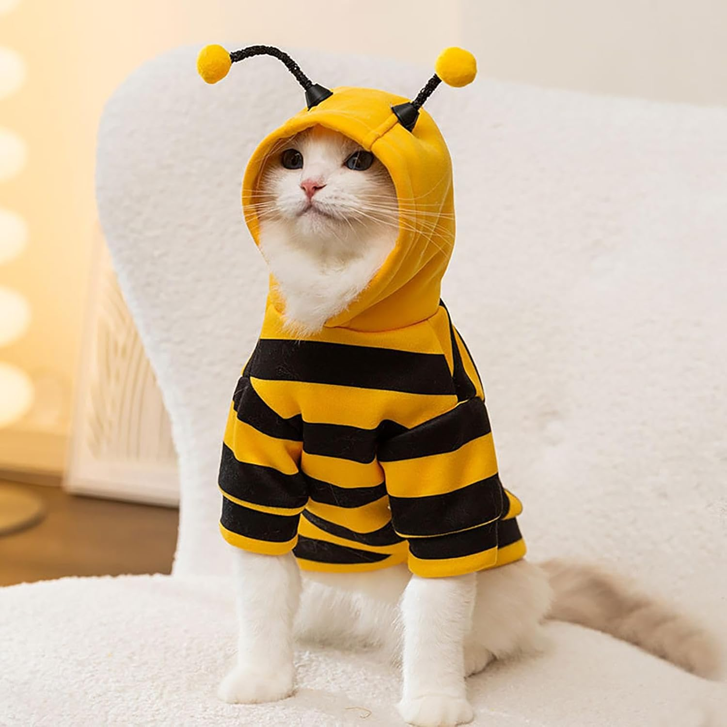 Pet Bee Costume Hooded,Dog Bee Hoodies | Soft Cat Holiday Cosplay Warm Clothes, Funny Outfits Clothes for Small Medium Dogs, Kitten, Puppy image number 5