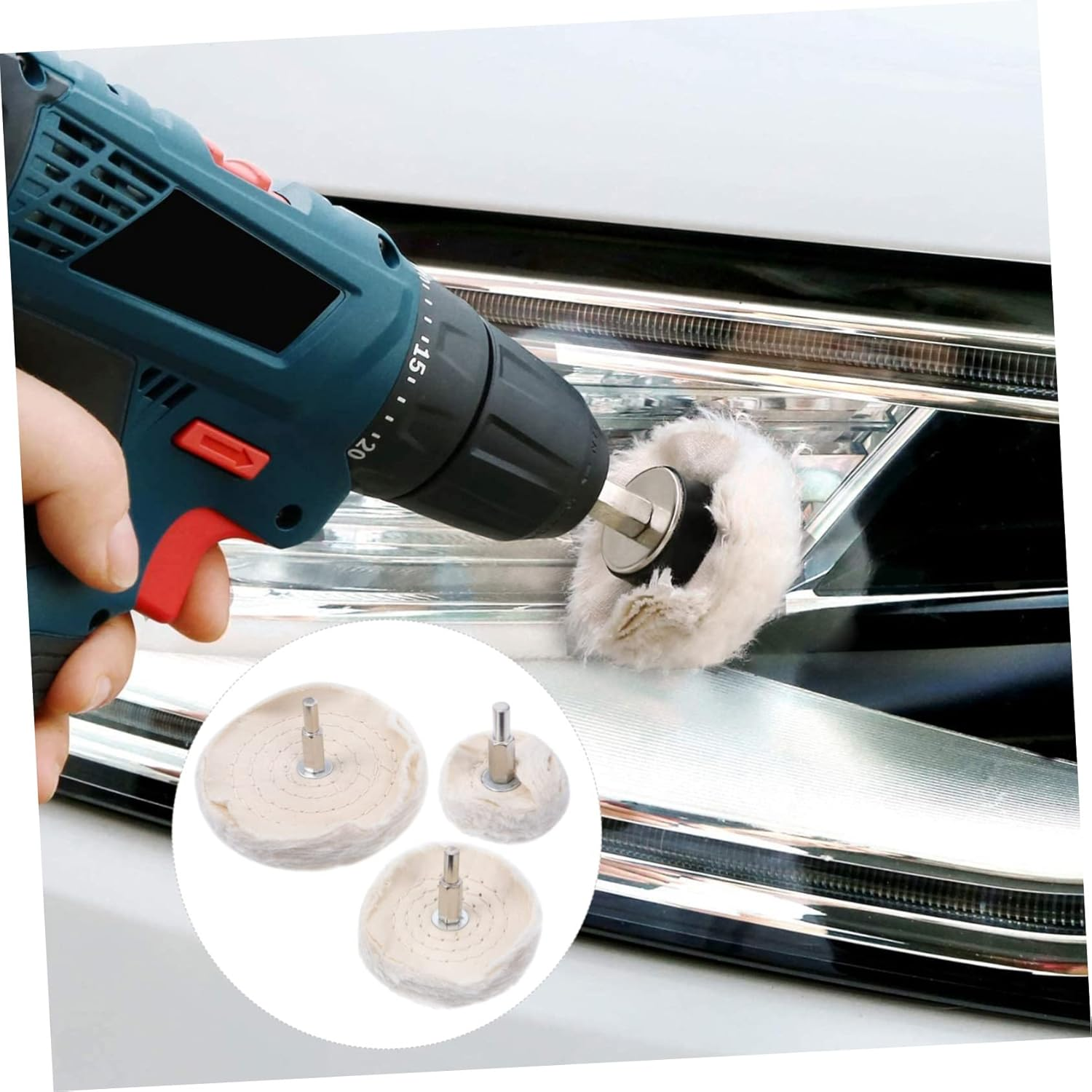 SOESFOUFU Polishing Wheel Set Buffing Mop Kit 3Pcs T-Handle Cotton Polishing Pad Sturdy Soft Buffing Wheel and Waxing with Drill Compatibility image number 6