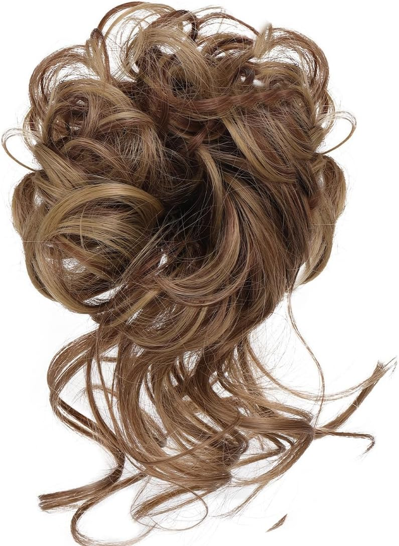 HQR Ponytail Hairpiece, Hairpiece with Elastic Band, Pony Hairpiece, Braid Extension, Large Bun Hairpiece, Hair Scrunchie with Hair, Curly Hair Bun Synthetic Hair Extension for Women Girls (B) image number 4