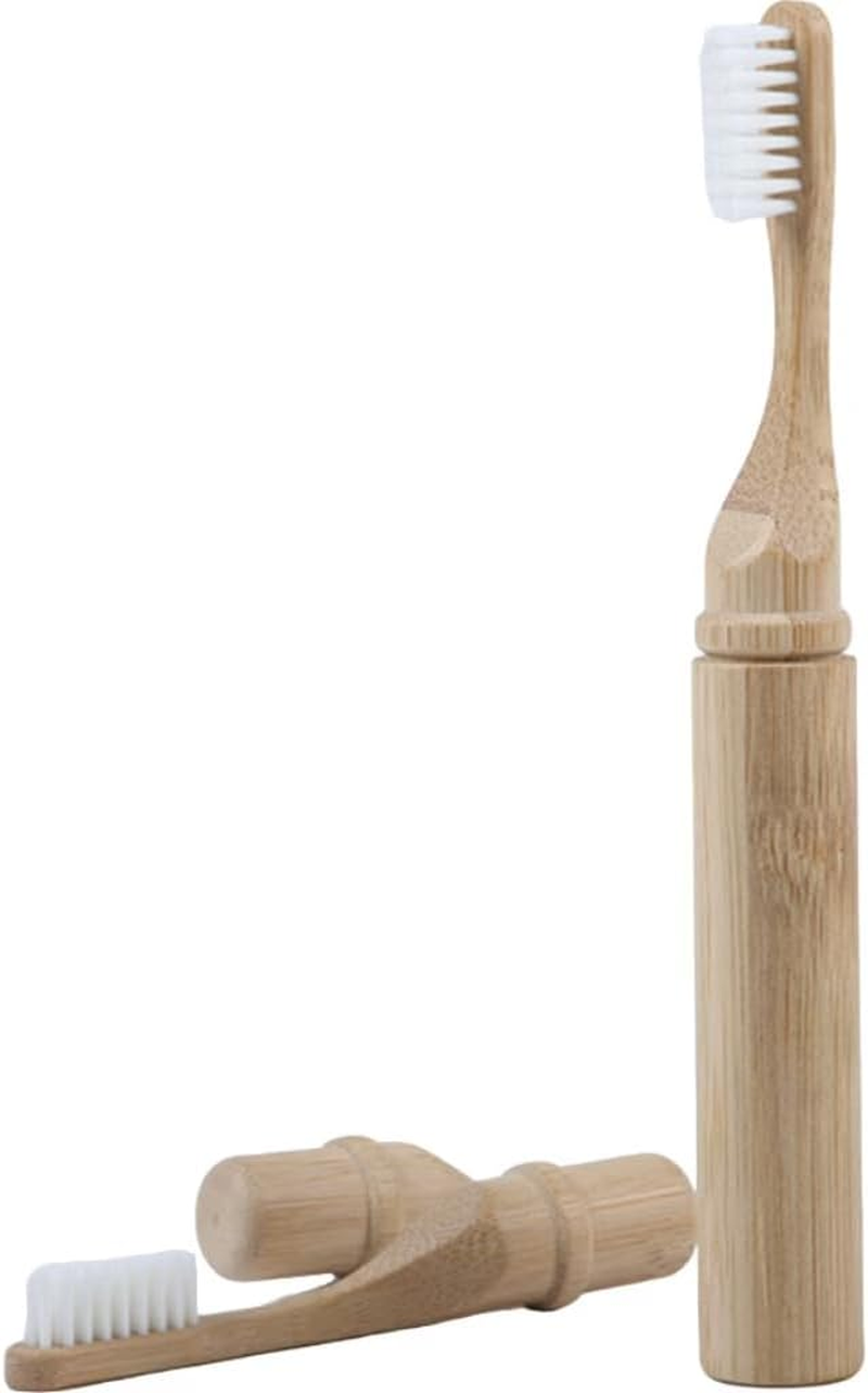 Bamboo Tube Travel Toothbrush, Screw in Bamboo Toothbrush Kit, Environmentally Friendly and Compact, Easy to Use Anytime, Anywherebeige12.2 * 2.2Cm image number 1