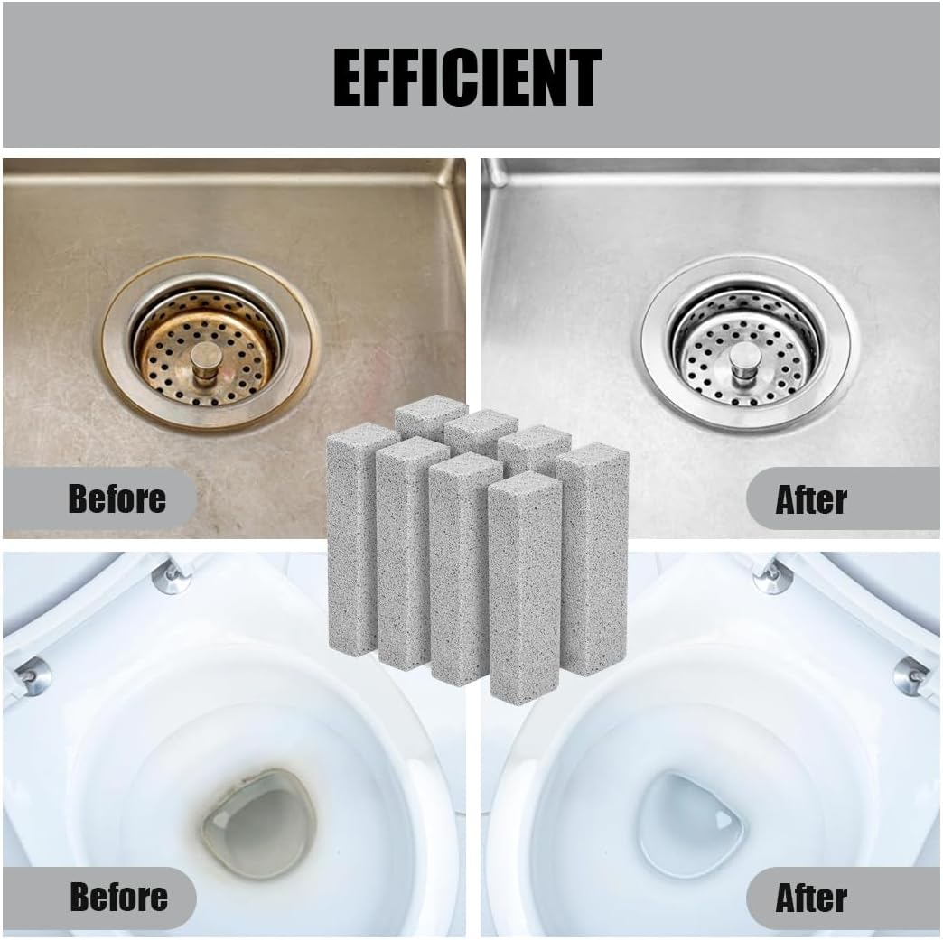 10 Pack Pumice Stone Toilet Bowl Cleaner Pumice Stick Cleaner for Removing Toilet Bowl Ring, Bath, Household, Kitchen (Grey) image number 2