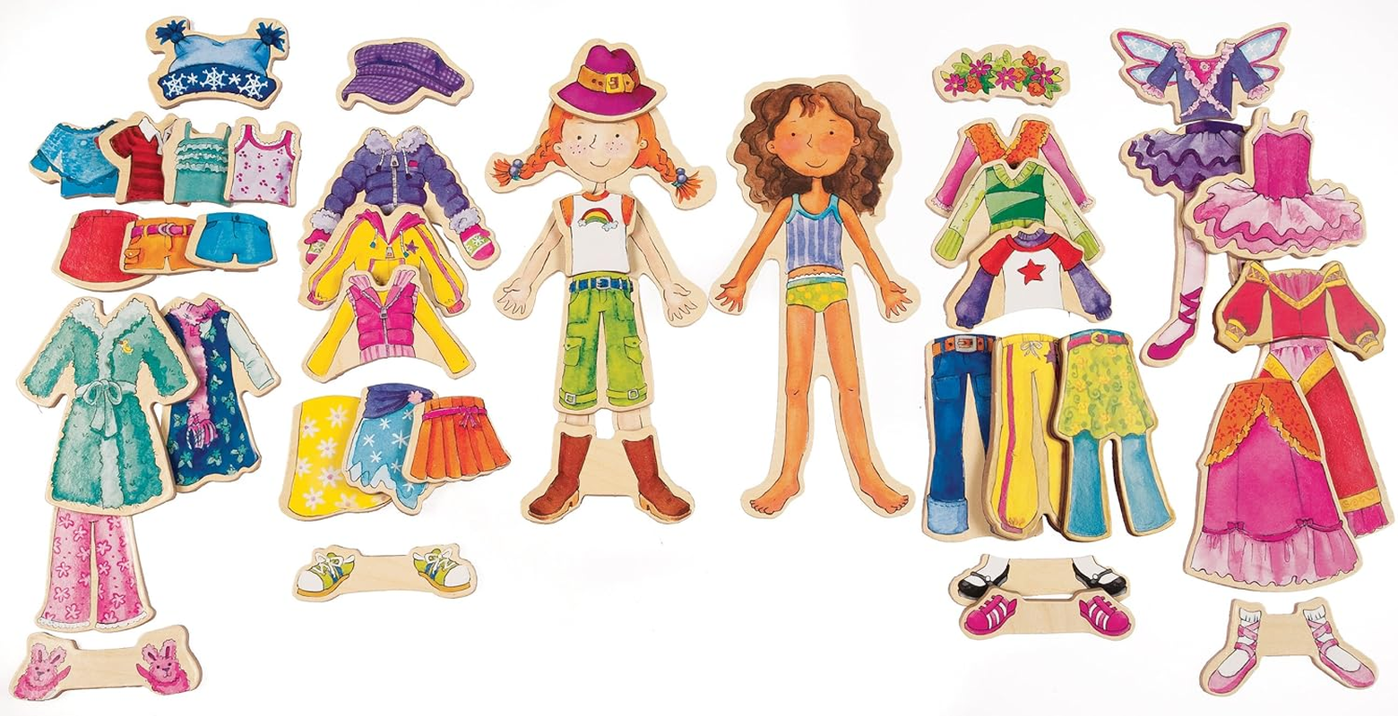 TS Shure by Bendon Daisy Girls 40-Piece Wooden Magnetic Dress up Doll 50463 image number 3