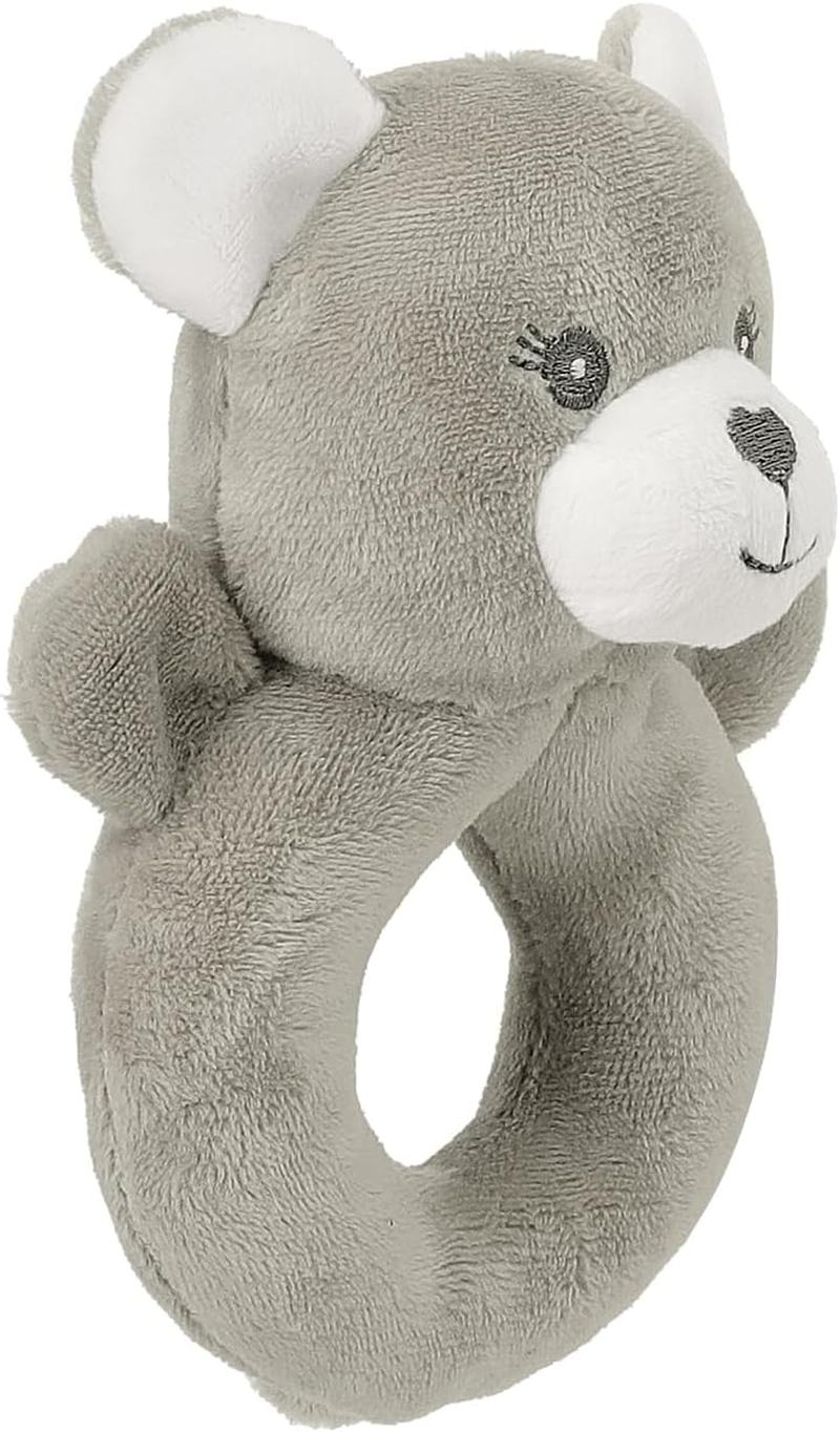 CREVENT Cozy Plush Baby Security Blanket Loveys for Baby Girls Boys, Stuffed Animal Ring Rattle Shaker Toy for Newborns (Bear + Handbell) image number 2