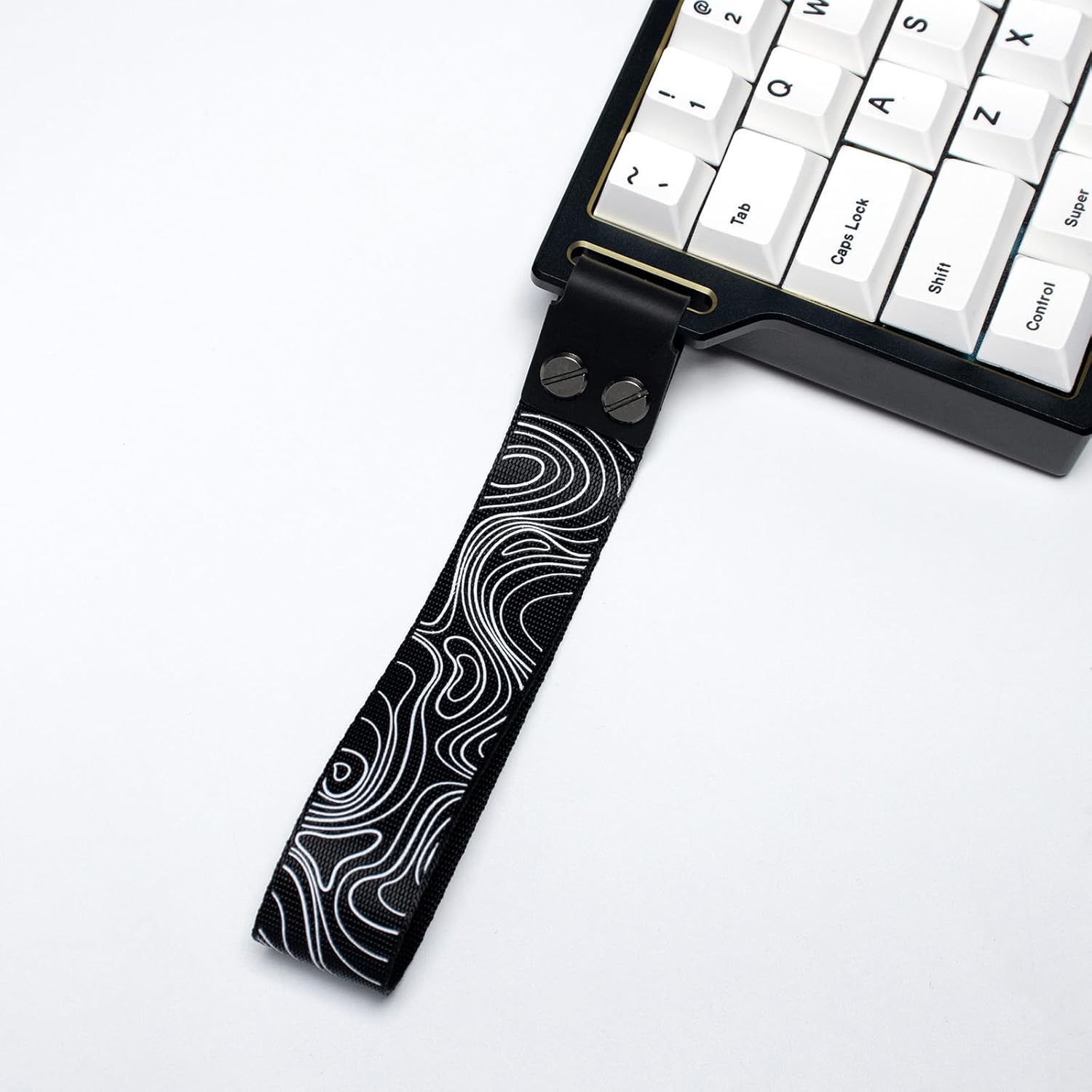 Custom Keyboard Straps Wooting 60He Snap Straps with Adhesive Topographic Pattern Straps for Multiple Mechanical Keyboards (Black)
