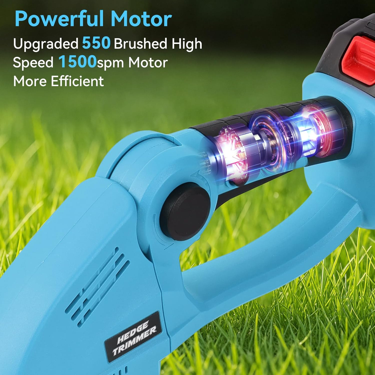 Lithium-Powered Cordless Hedge Trimmer: 2-In-1 with Long & Short Blades, Professional Yard, Garden & Lawn Trimmer, Effortless Pruning, Ergonomic, Wireless & Easy-Clean Design image number 5