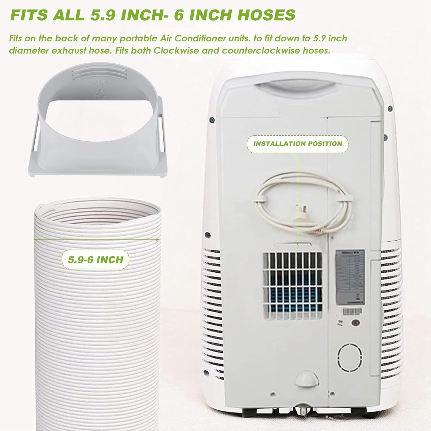 Ceahoify Portable Air Conditioner Exhaust Hose Coupler Window Adapter A/C Unit Tube Connector Parts & Accessories Square to Round image number 2