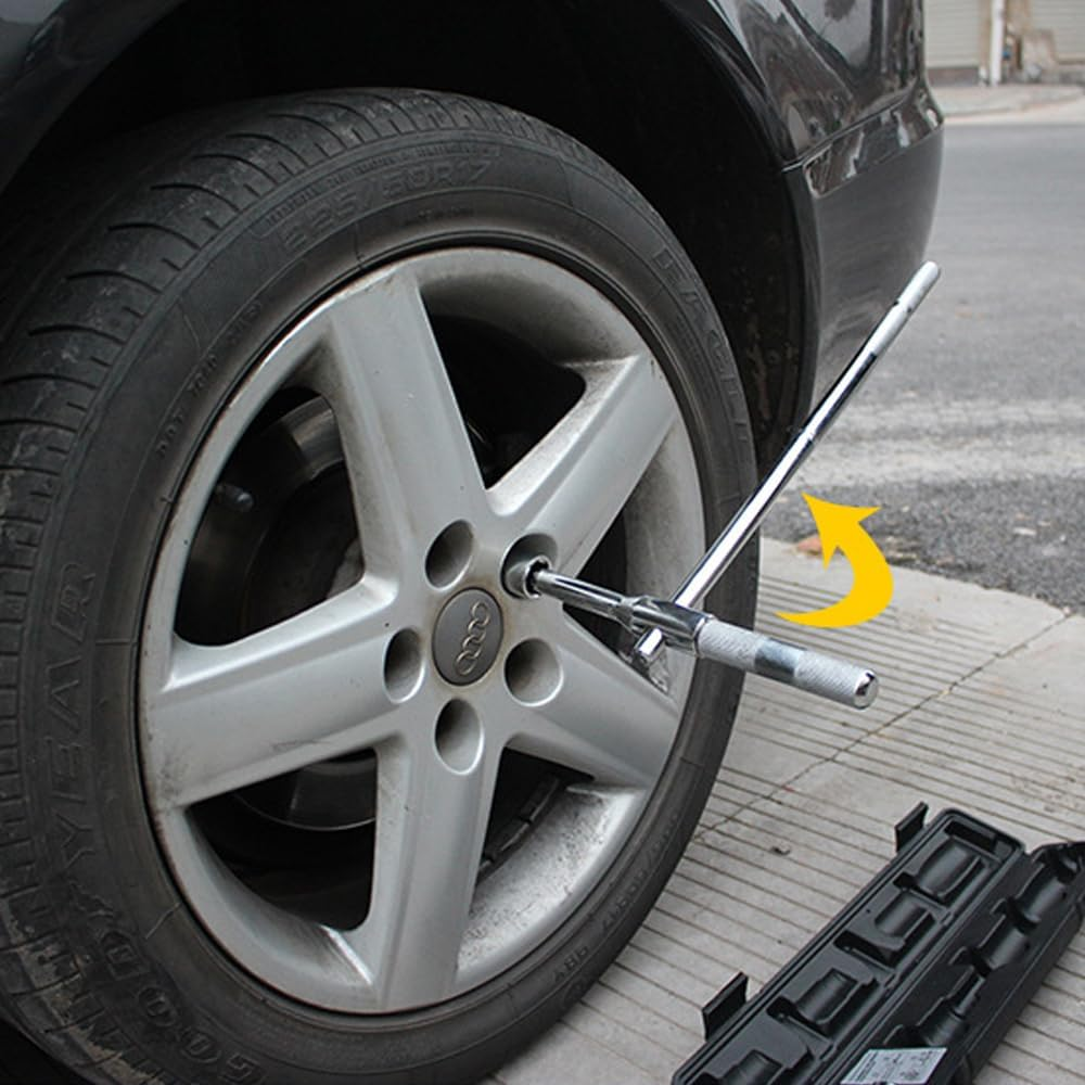 Universal Lug Wrench, 4-Way Tire Iron Nut Wrench Set, Cross Wrench with Storage Case Standard Lug Nut Remover Sockets 17Mm/19Mm/21Mm/23Mm for Repair Car Labor Saving Tire Iron Tyre Wrench image number 3
