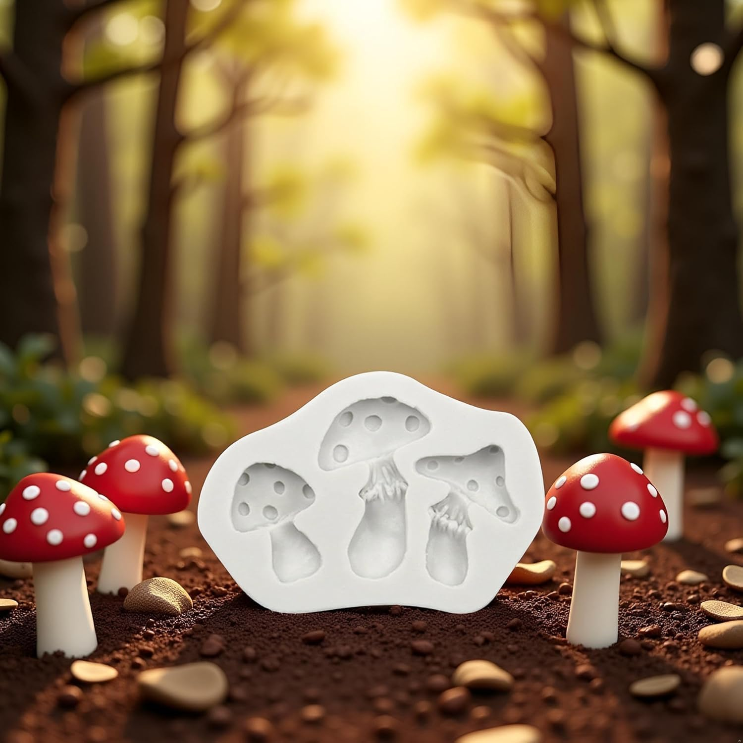 White Mushroom Silicone Mold Chocolate Candy Clay Mold for DIY Dessert Crystal Ice Mold Handmade Cupcake Decor Baking Tool Mushroom Silicone Mold,Bakeware (White, One Size) image number 2