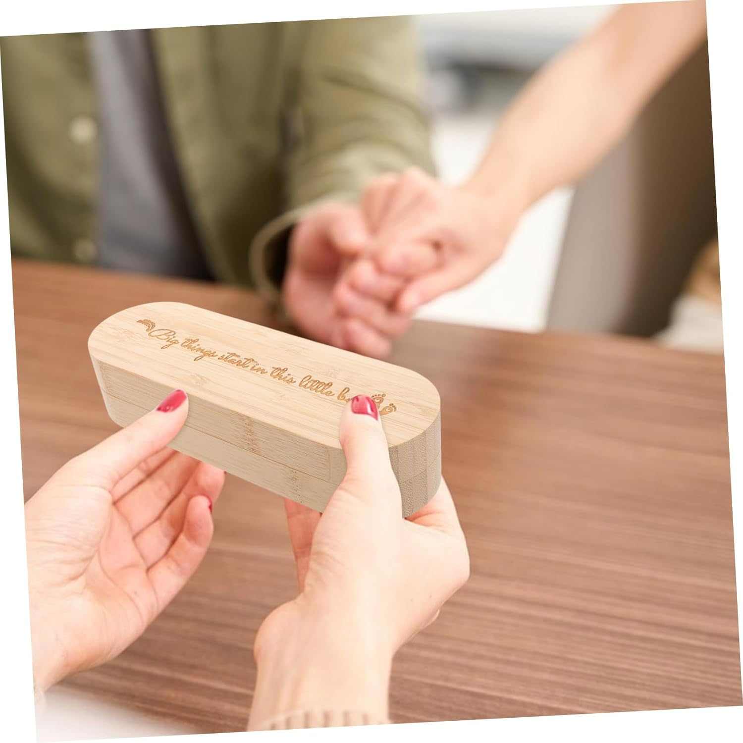 CLISPEED Digital Pregnancy Test Kit Announcement Box for Expecting Parents Wooden Keepsake Chest for Pregnancy Announcement Ideas image number 4