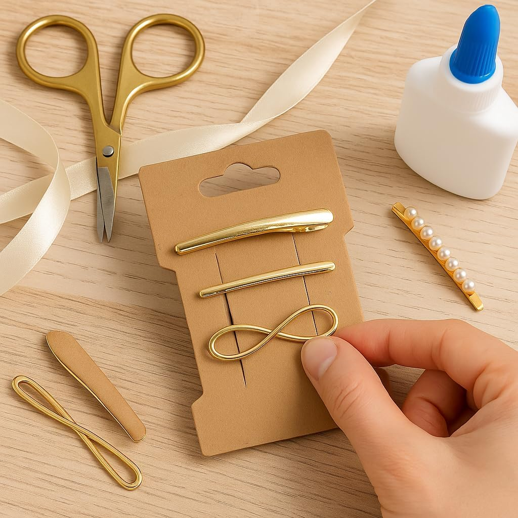 Doromy Hair Clip Display Cards, 100 Packs Rectangular Hair Barrettes Jewelry Display Holder Brown Kraft Paper Cards for Hair Accessories Displaying Organizing Packaging, 6.6X11.5Cm image number 4