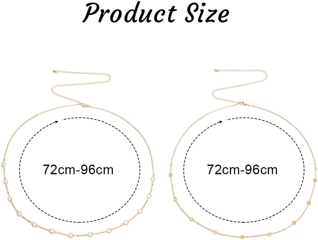 Boho Layered Rhinestone Belly Chain Gold Beads Belly Waist Chains Sequins Belt Body Chain Jewelry for Women and Girls image number 6