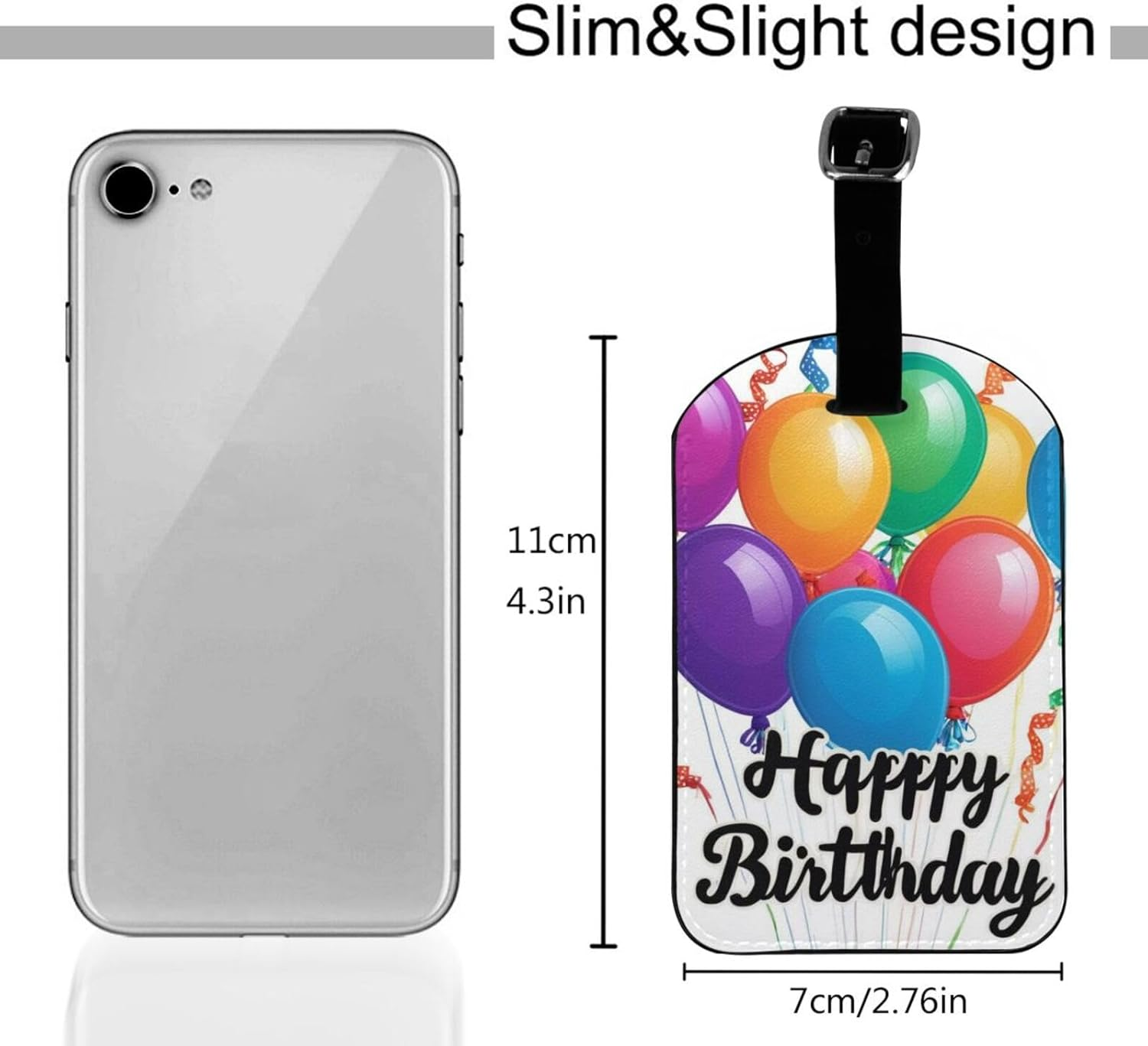 Happy Birthday Print Elegant Tag Stylish Tag Luggage Tag 4.3 X 2.76 Inch for Suitcases Travel Bags image number 3
