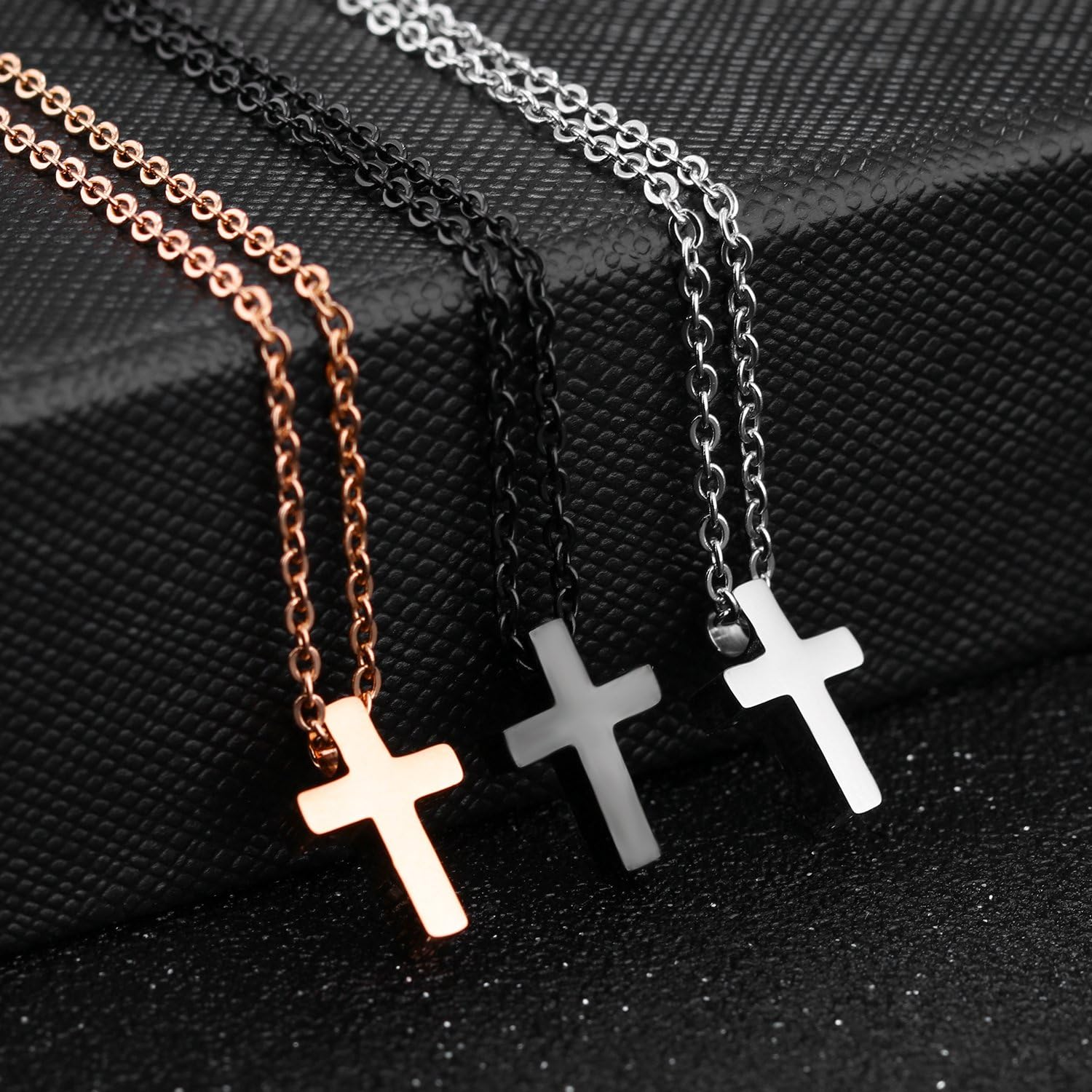 TEMICO Tiny Simple Cross Pendant for Children Boys Girls Stainless Steel Small Necklace with 16" Chain image number 3