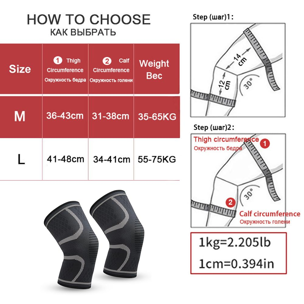 2 PACK Knee Braces, Proxima Direct Knee Compression Sleeve Support for Men and Women, Running, Hiking, Arthritis, ACL, Meniscus Tear, Sports, Home Gym (Black+Gray, Medium) image number 2