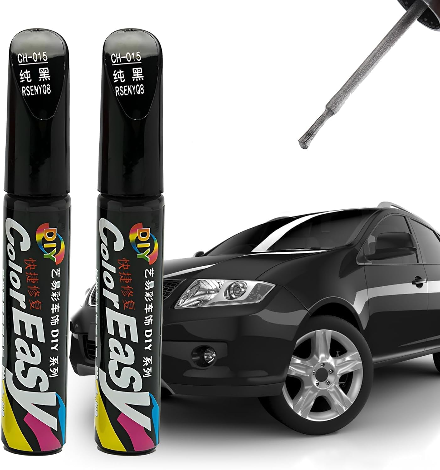 Black Touch up Paint Pen 2 Pack, Car Scratch Remover for Automotive Vehicles, Waterproof Paint Repair Kit for Cars Bikes Motorcycles, 11.5 Cm image number 1