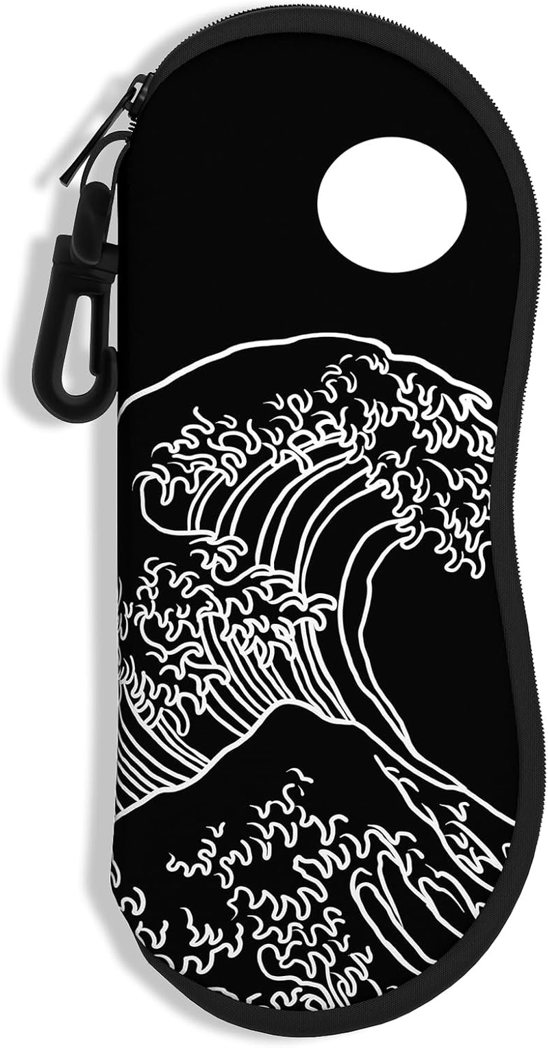 NPOOYI Sunglasses Soft Case, Ultra Light Portable Neoprene Zipper Glasses Case, Eyeglass Case with Carabiner for Men Women