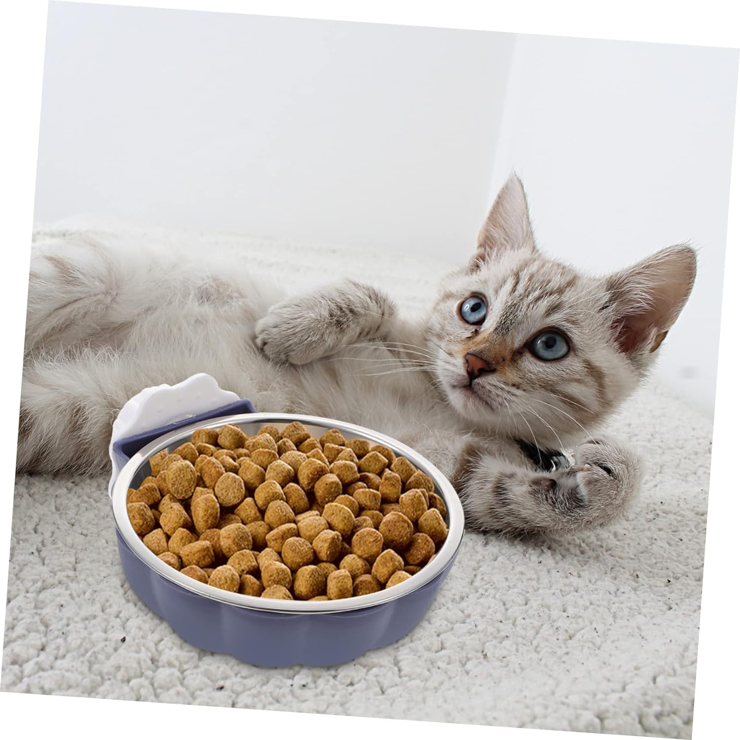 Weedsy 2Pcs Hanging Dog/Cat Bowl Dog/Cat Bowls Stainless Steel Pet Accessories Pet Food Container Pet Feed Bowl image number 4