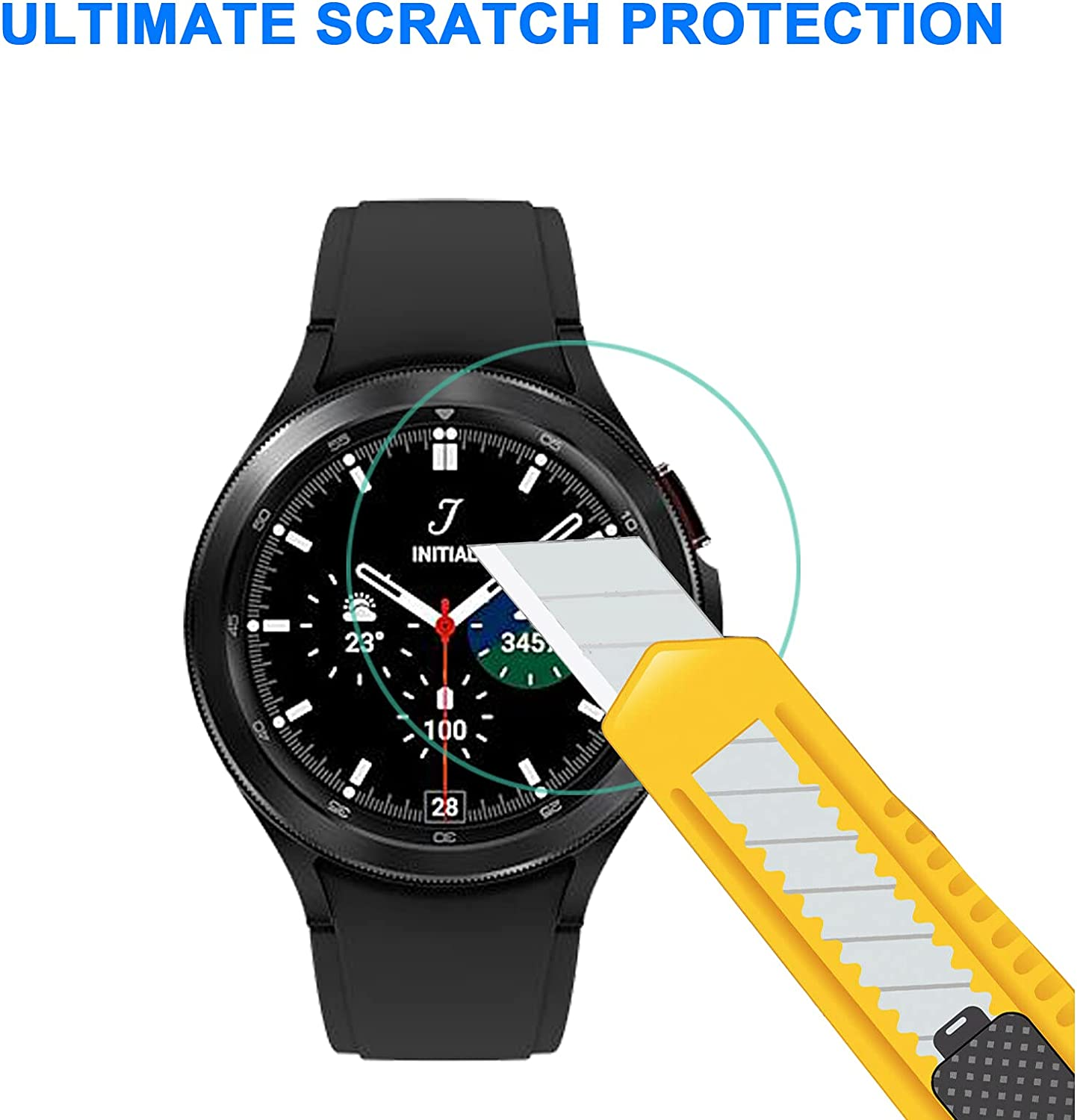 [2 Pack] for Samsung Galaxy Watch 4 Classic 46Mm Screen Protector, HD Clear Bubble Free Anti-Scratch 9H Hardness Tempered Glass image number 2
