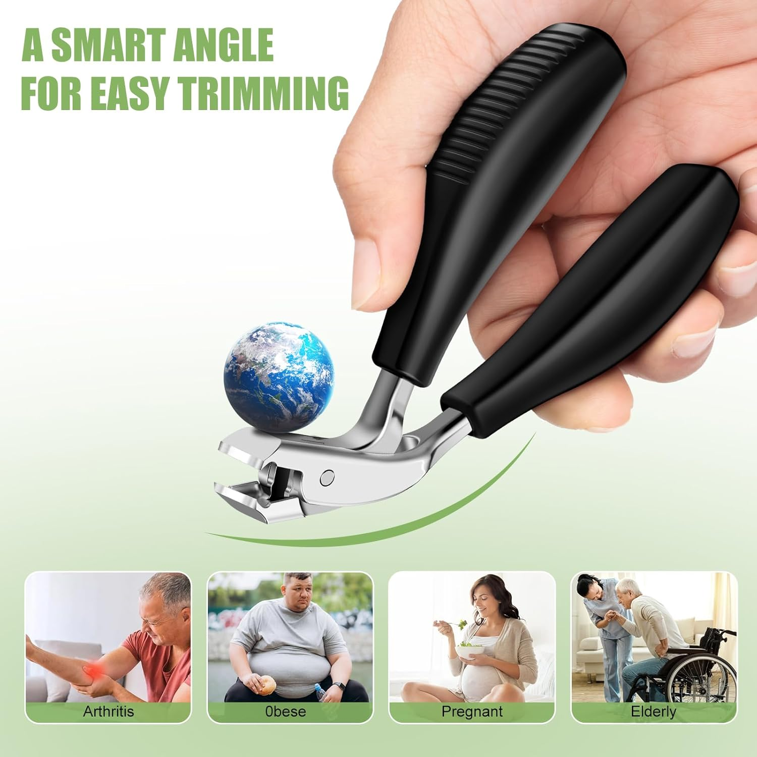 Toenail Clippers for Seniors Thick Toenails, 2025 Upgrade Straight Angled Head Large Toe Nail Clippers for Men, Sharp Heavy Duty Nail Cutter with Catcher ABS Long Handle